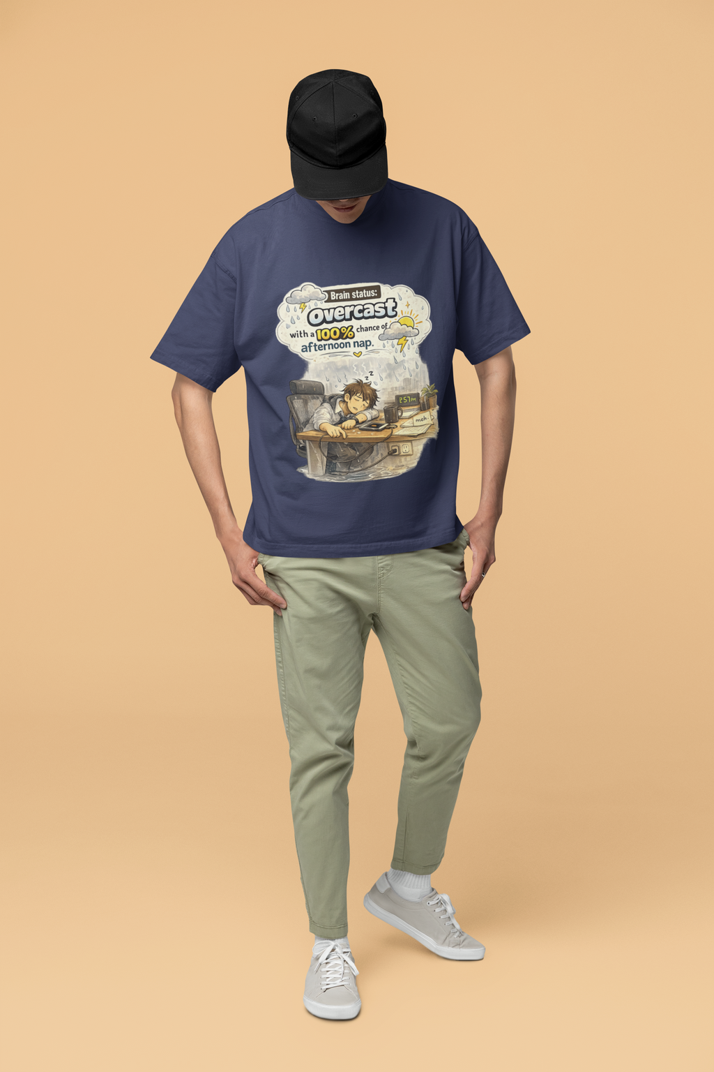 Snuggle Spot Brain Status: Overcast Mixed Shade Unisex Terry Oversized T-Shirt