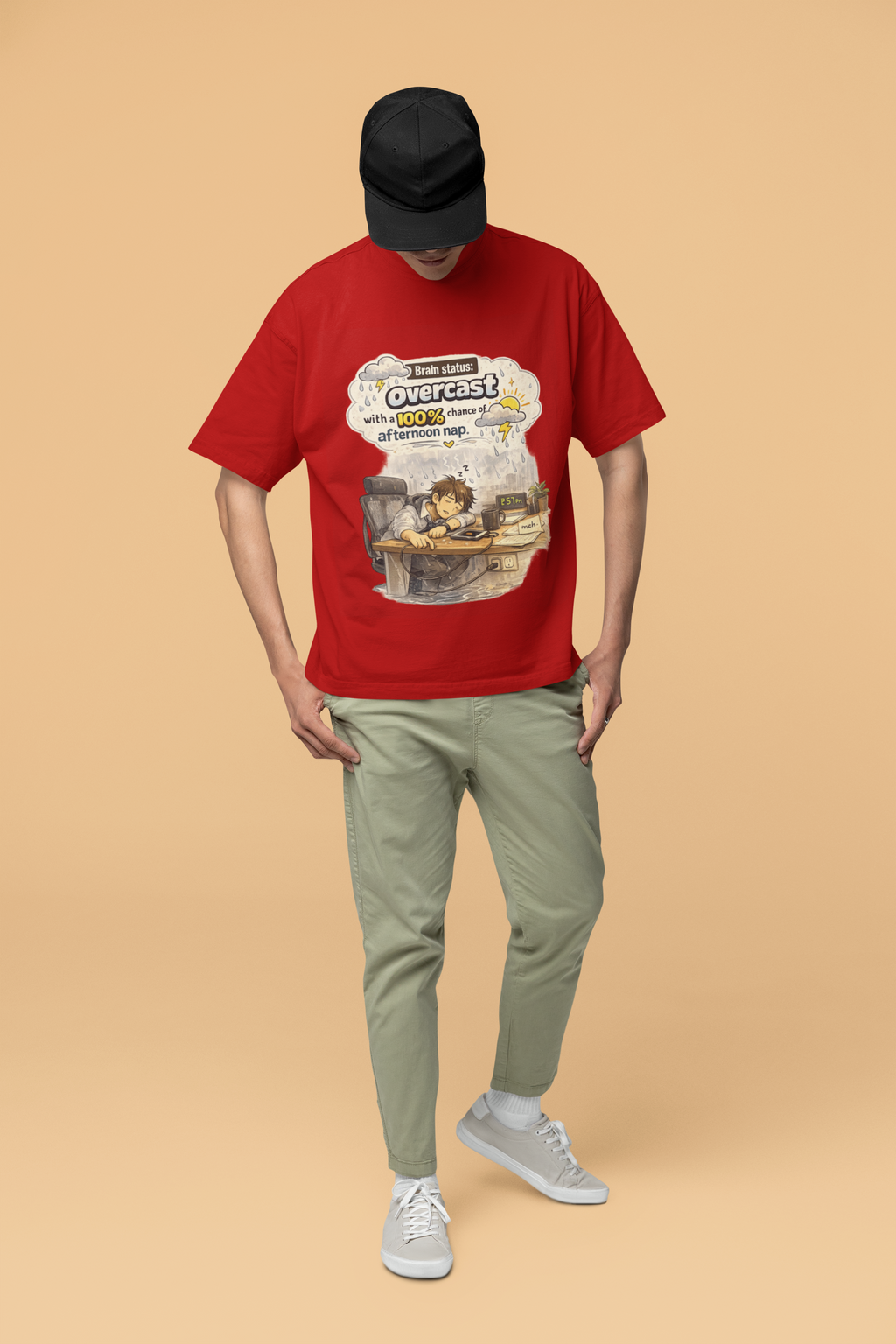 Snuggle Spot Brain Status: Overcast Mixed Shade Unisex Terry Oversized T-Shirt