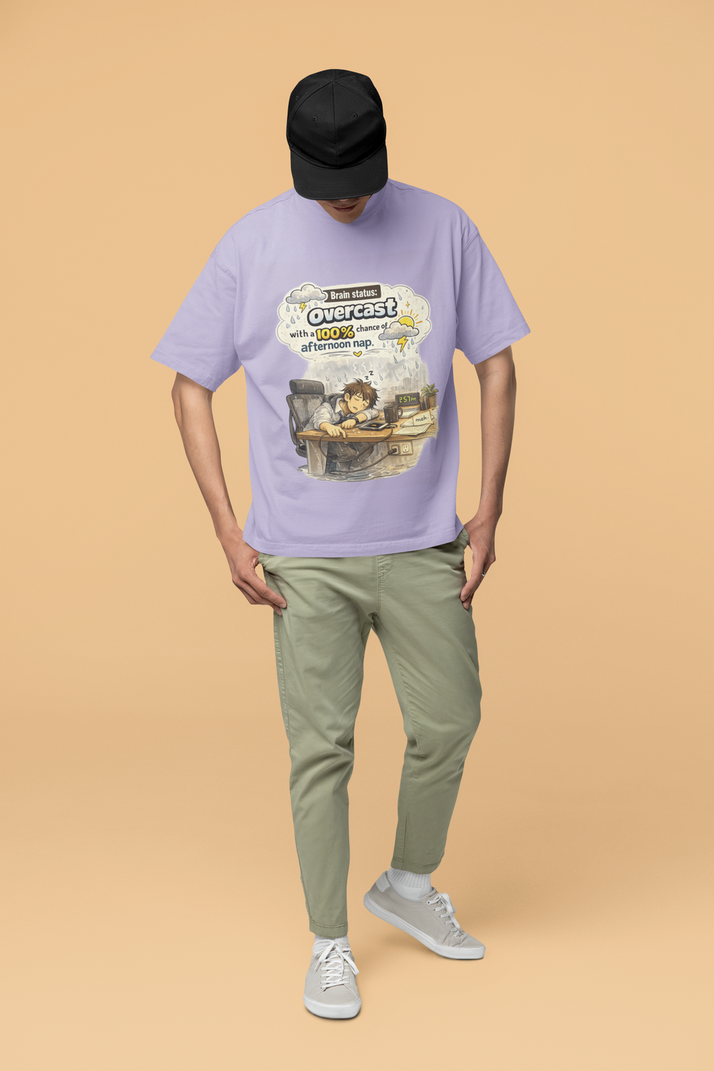 Snuggle Spot Brain Status: Overcast Mixed Shade Unisex Terry Oversized T-Shirt