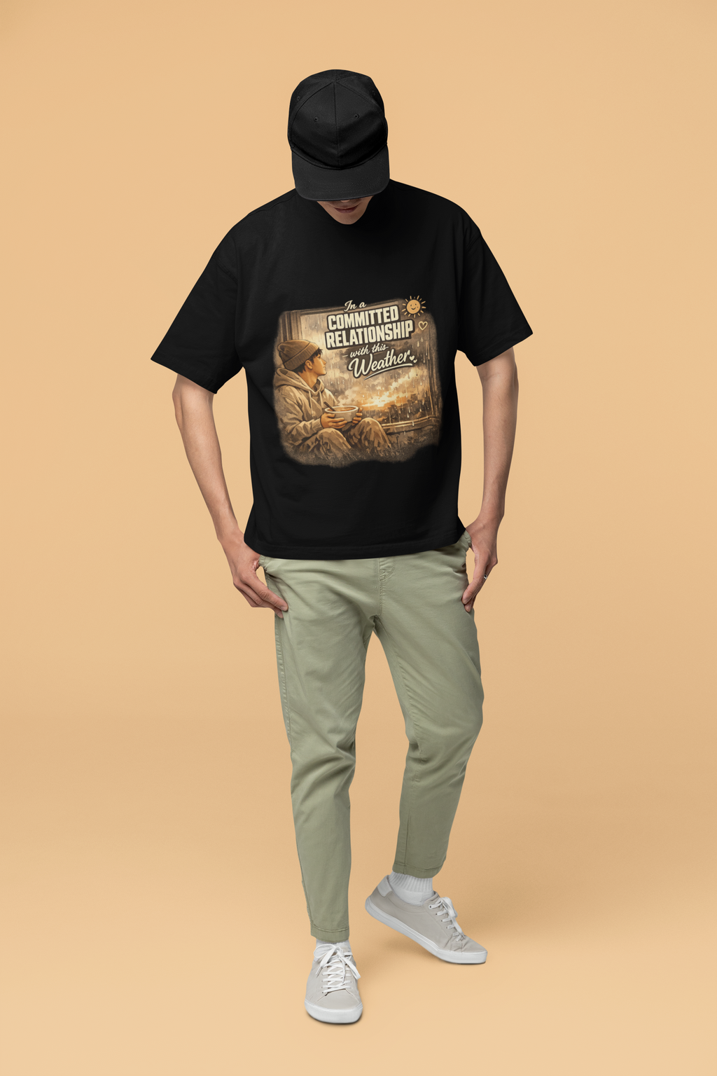 Snuggle Spot In A Committed Relationship Mixed Shade Unisex Terry Oversized T-Shirt