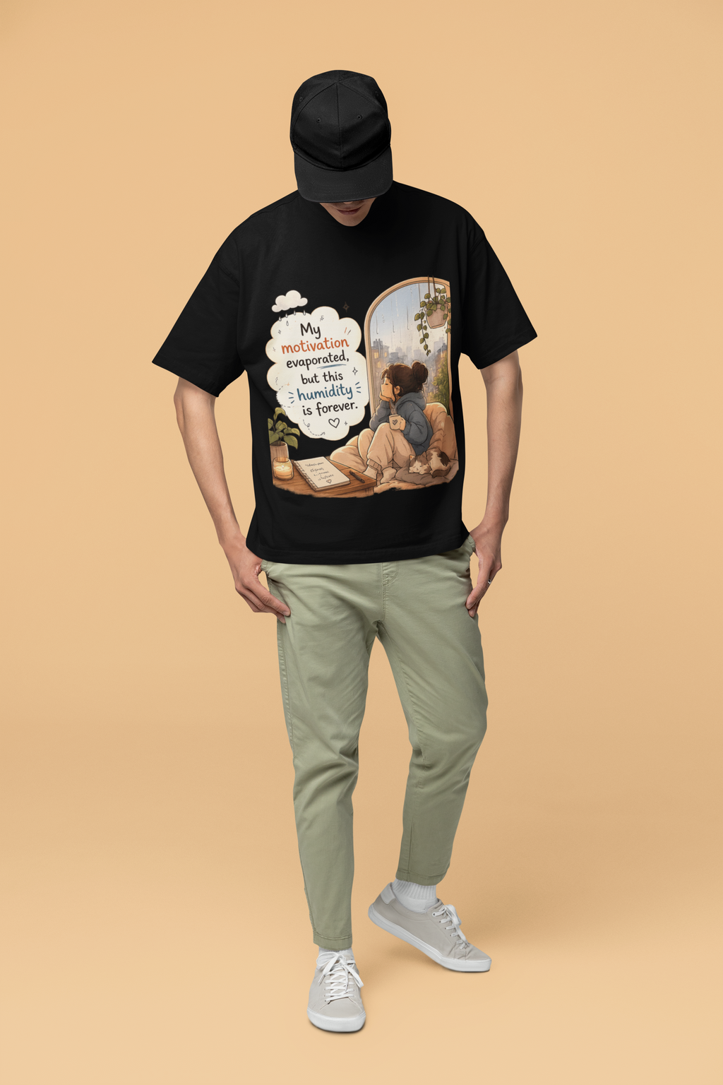 Snuggle Spot My Motivation Evaporated Mixed Shade Unisex Terry Oversized T-Shirt