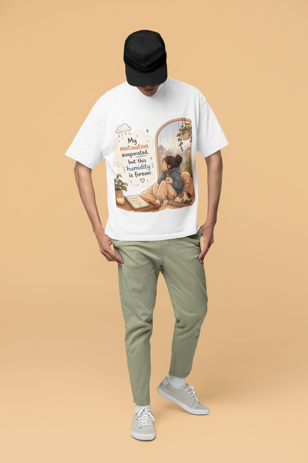 Snuggle Spot My Motivation Evaporated Mixed Shade Unisex Terry Oversized T-Shirt