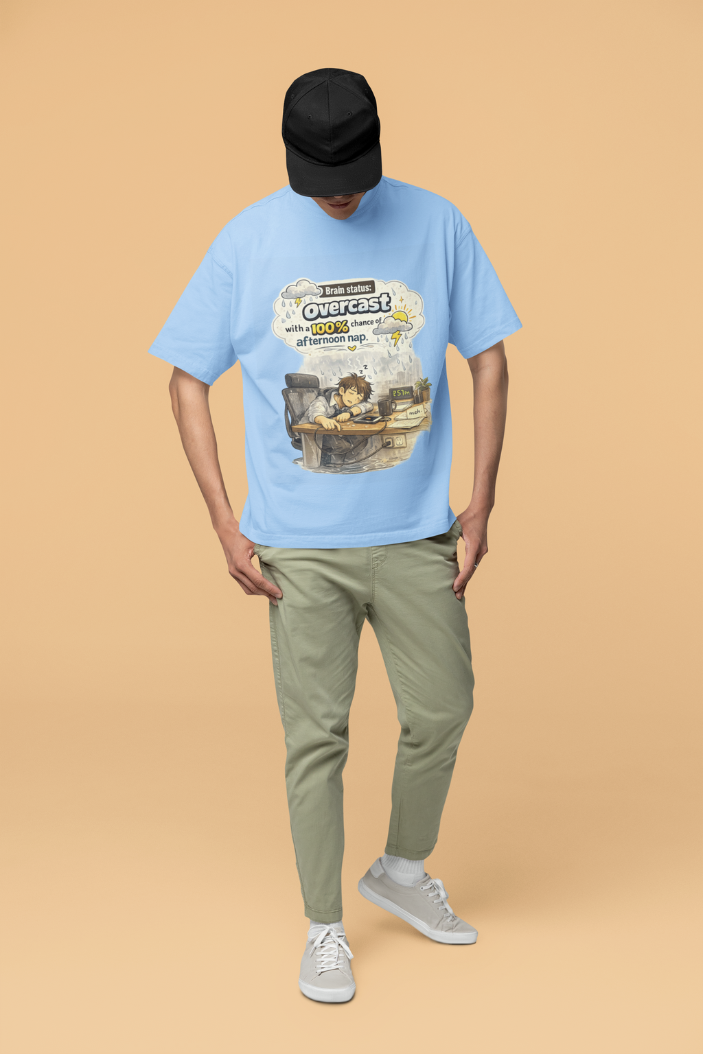Snuggle Spot Brain Status: Overcast Mixed Shade Unisex Terry Oversized T-Shirt