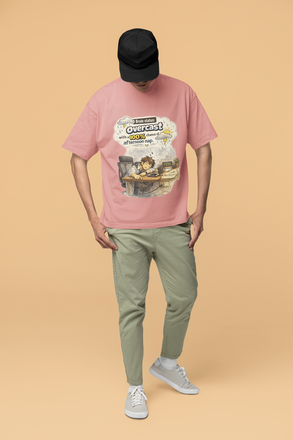 Snuggle Spot Brain Status: Overcast Mixed Shade Unisex Terry Oversized T-Shirt