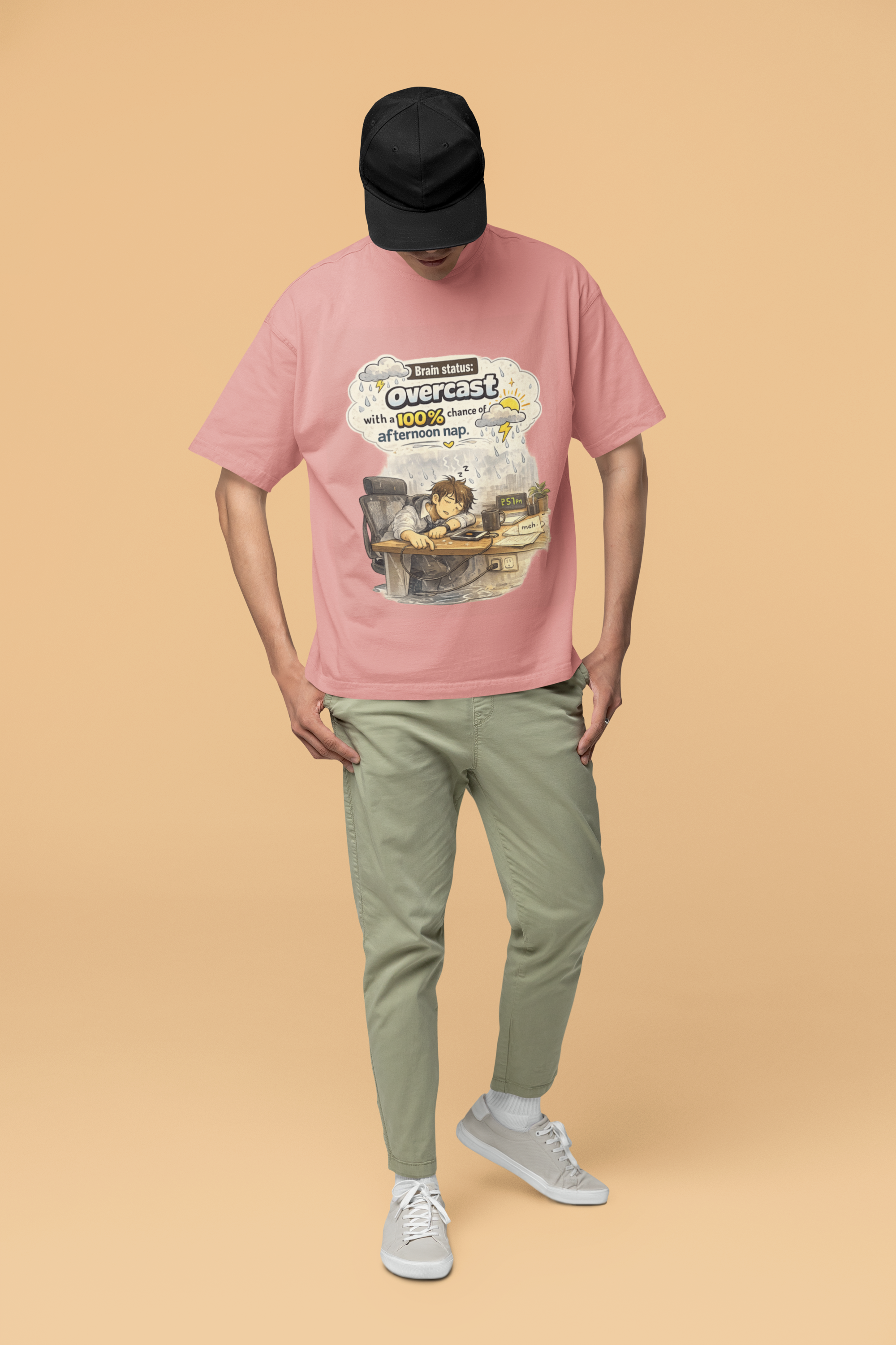 Snuggle Spot Brain Status: Overcast Mixed Shade Unisex Terry Oversized T-Shirt