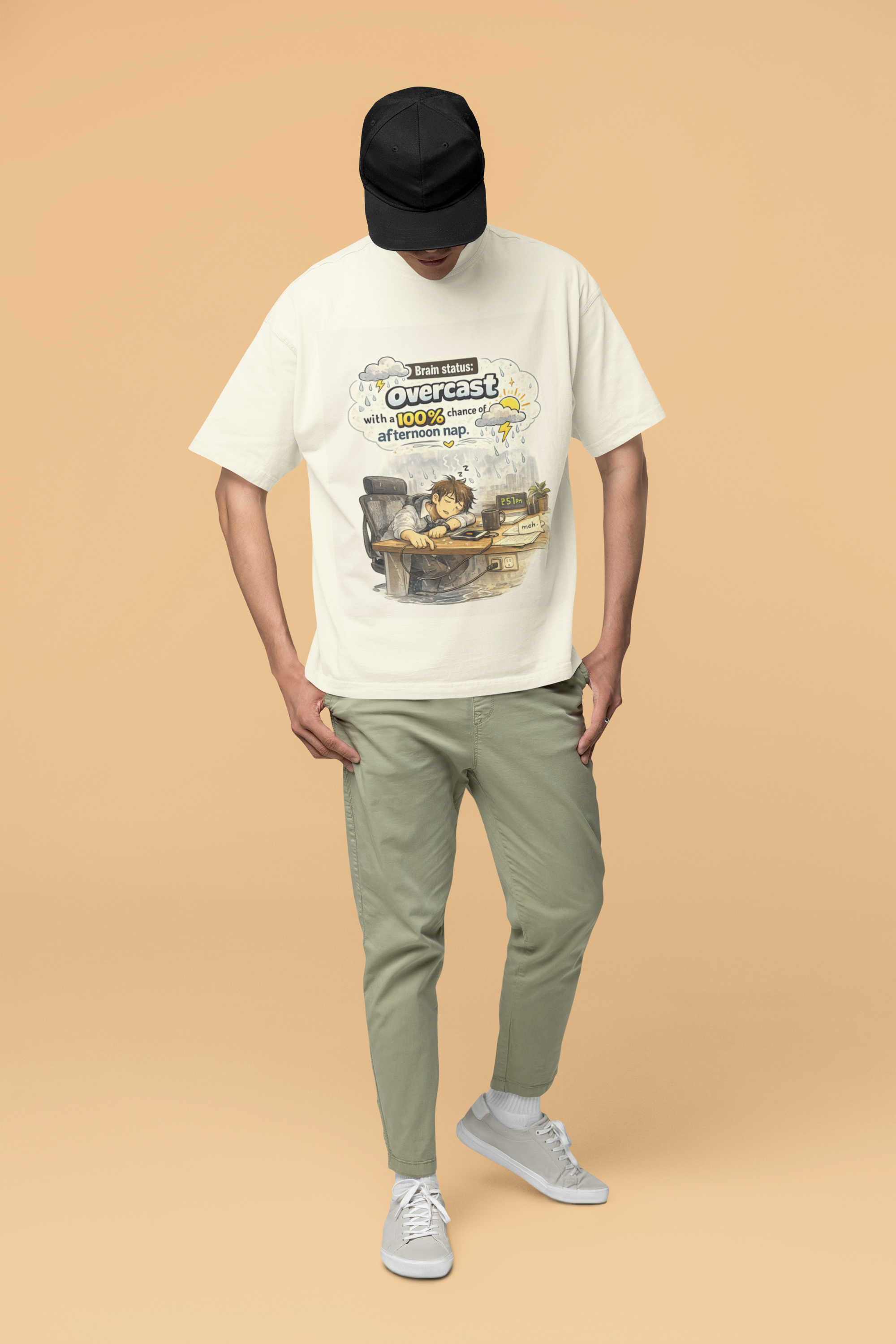 Snuggle Spot Brain Status: Overcast Mixed Shade Unisex Terry Oversized T-Shirt