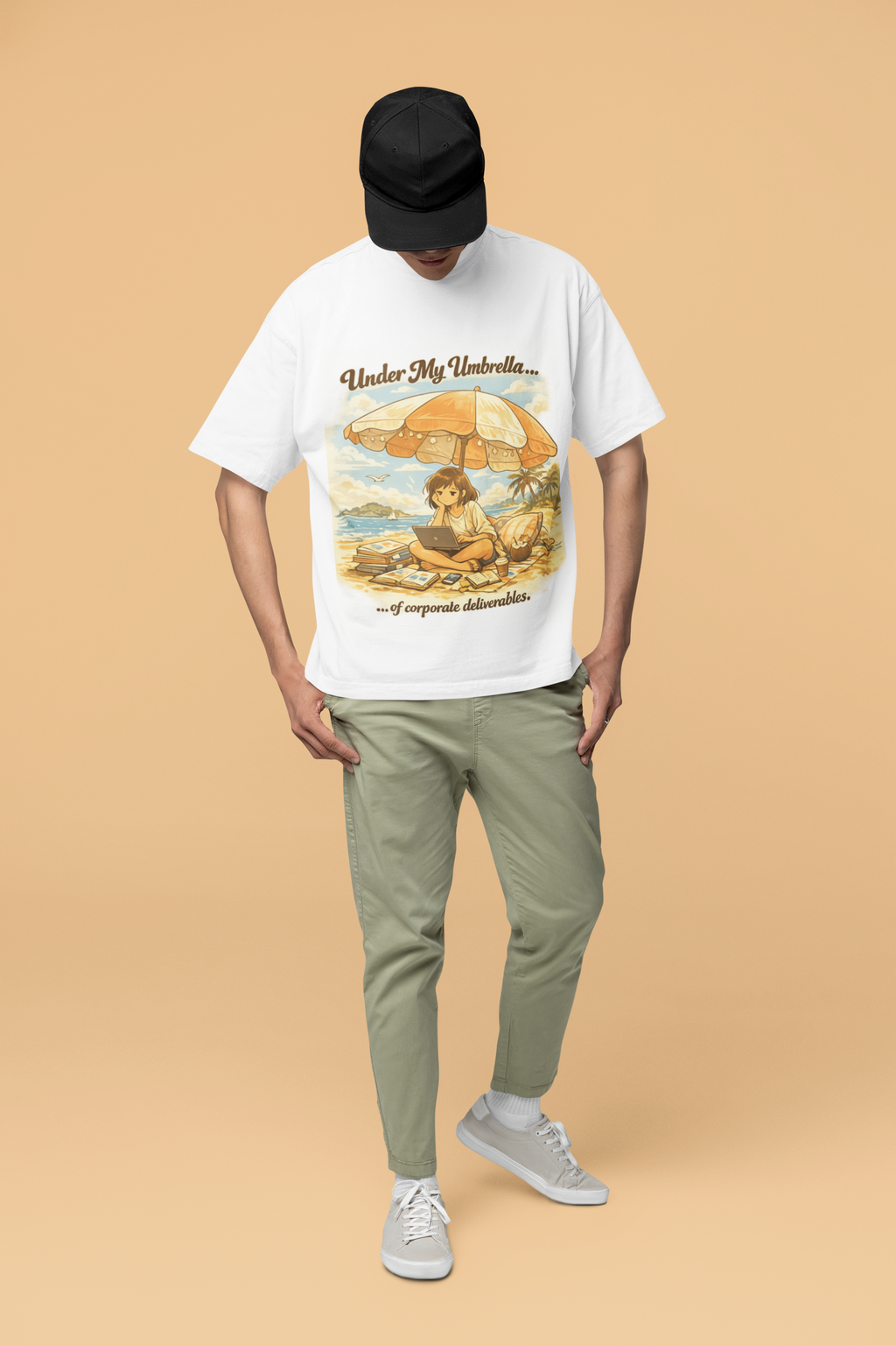 Snuggle Spot Under My Umbrella Lighter Shade Unisex Oversized T-Shirt