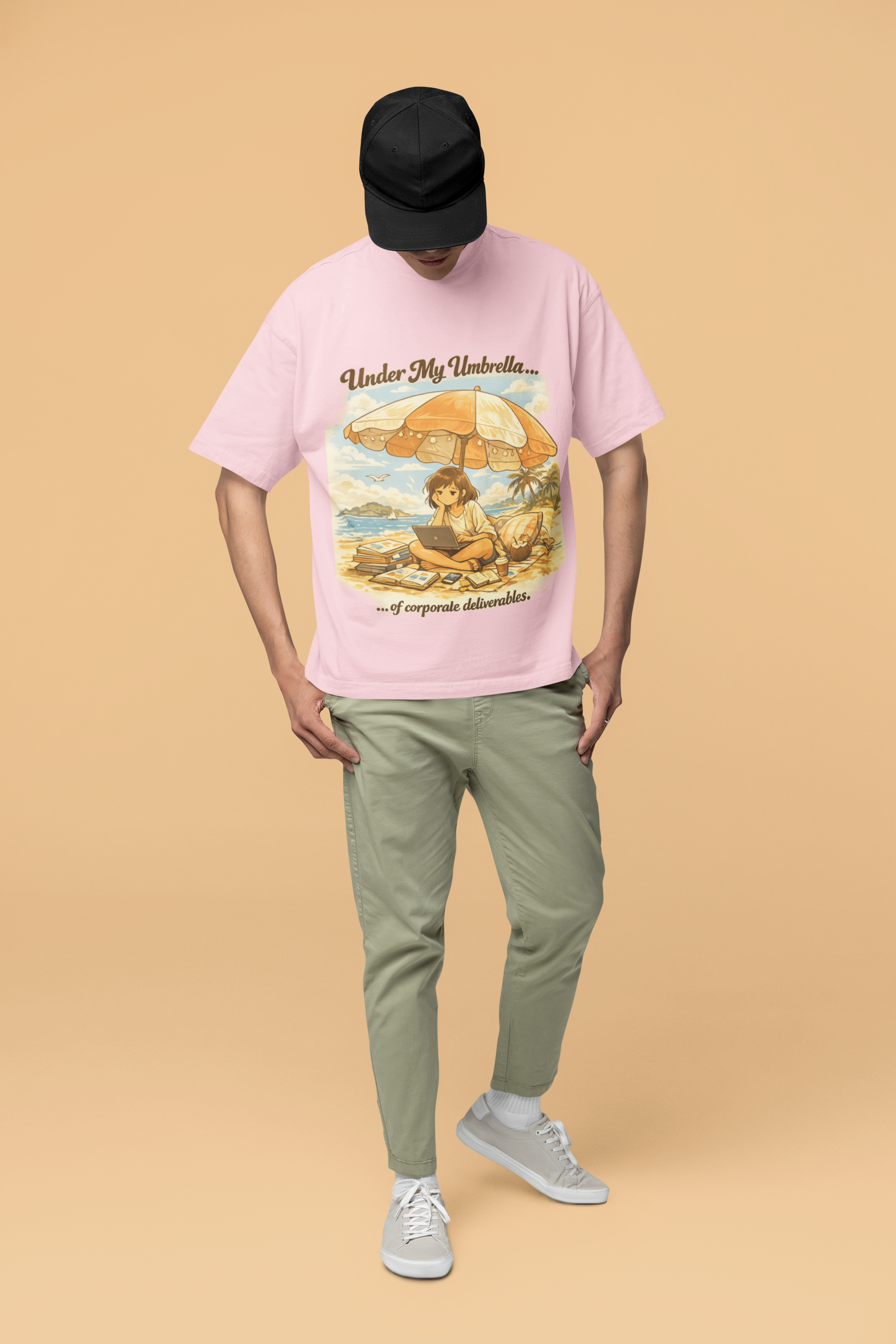 Snuggle Spot Under My Umbrella Lighter Shade Unisex Oversized T-Shirt
