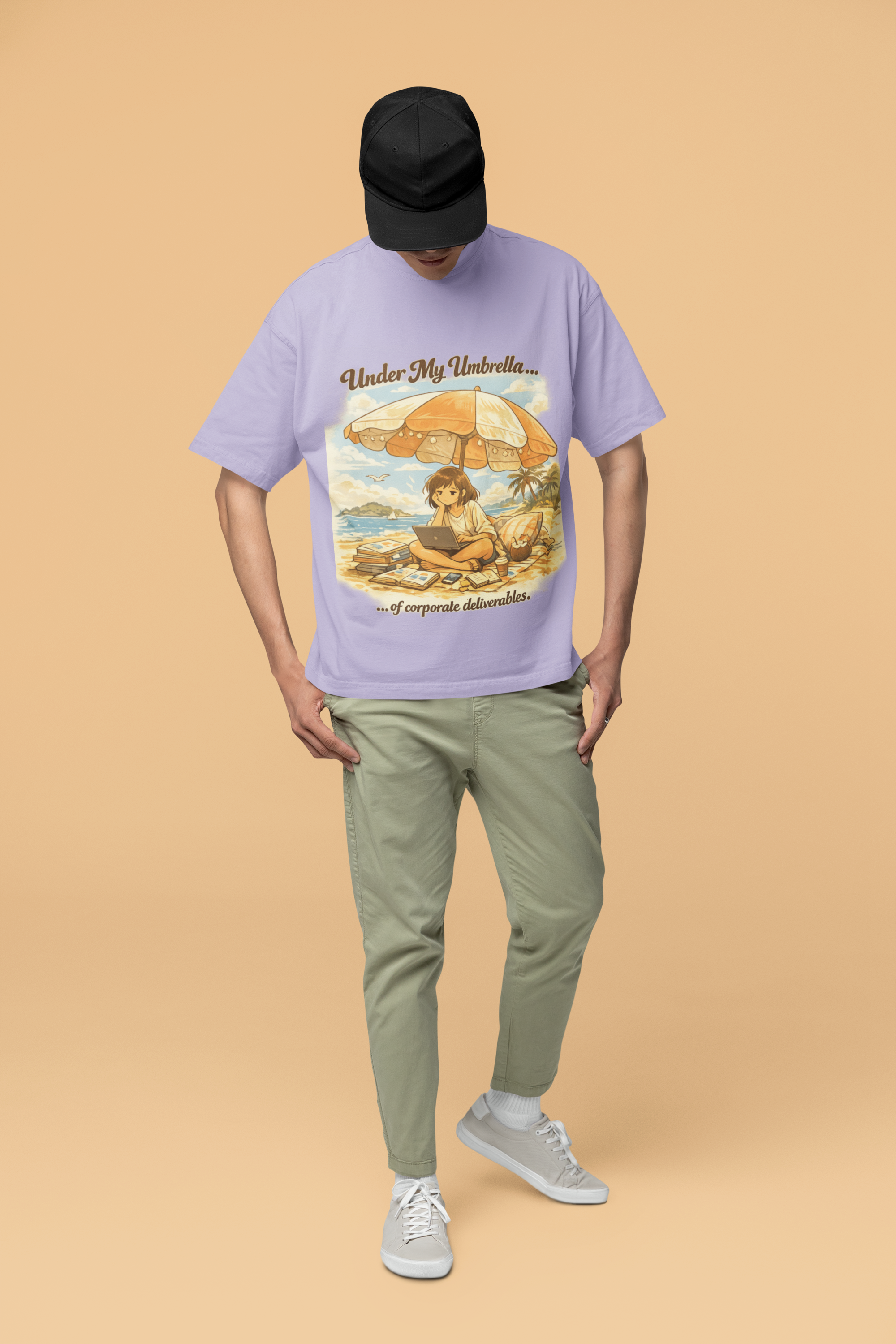 Snuggle Spot Under My Umbrella Lighter Shade Unisex Oversized T-Shirt