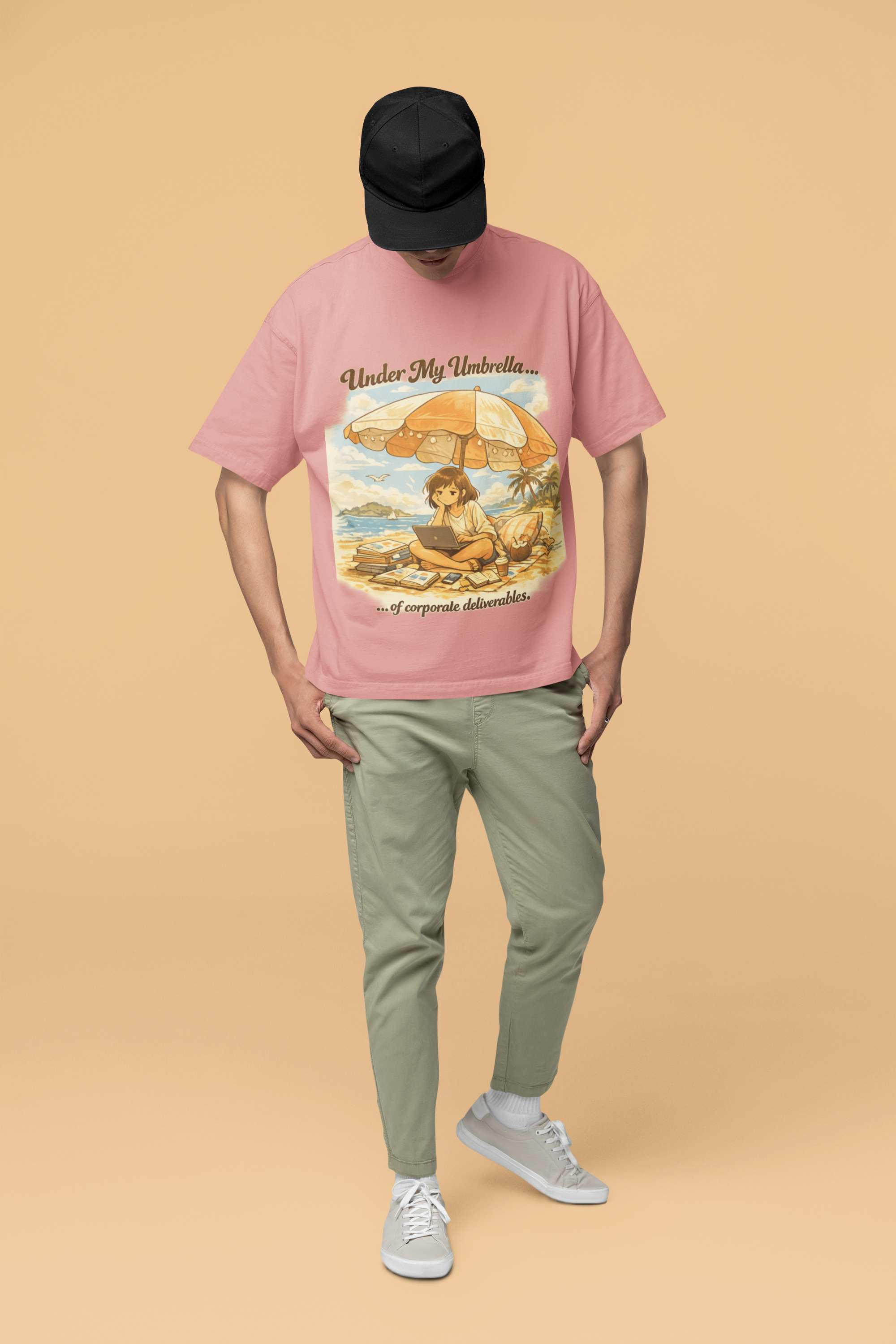 Snuggle Spot Under My Umbrella Lighter Shade Unisex Oversized T-Shirt