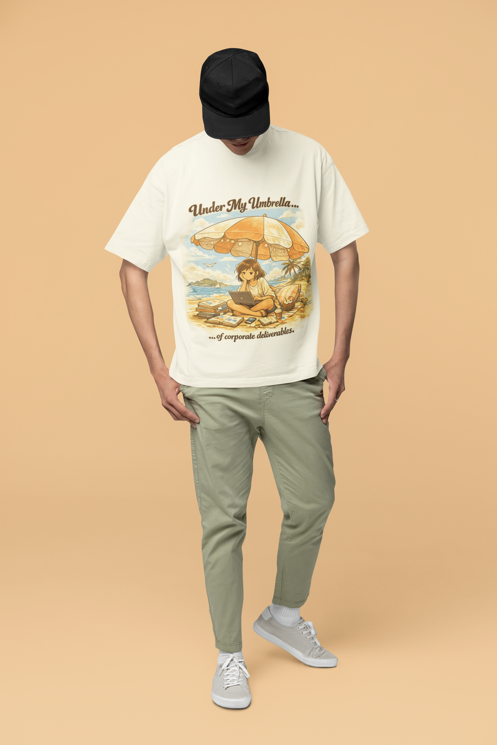 Snuggle Spot Under My Umbrella Lighter Shade Unisex Oversized T-Shirt