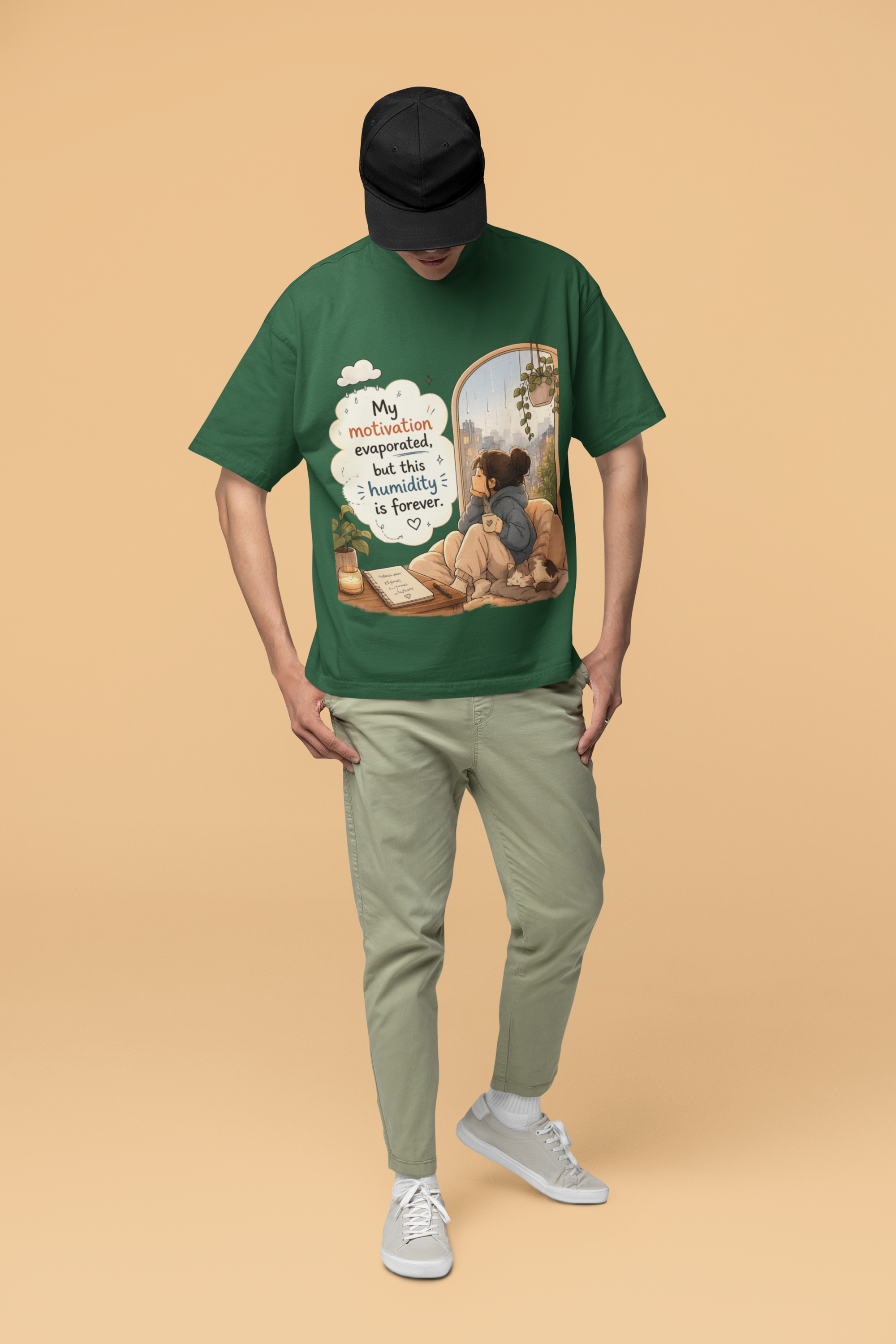 Snuggle Spot My Motivation Evaporated Mixed Shade Unisex Terry Oversized T-Shirt