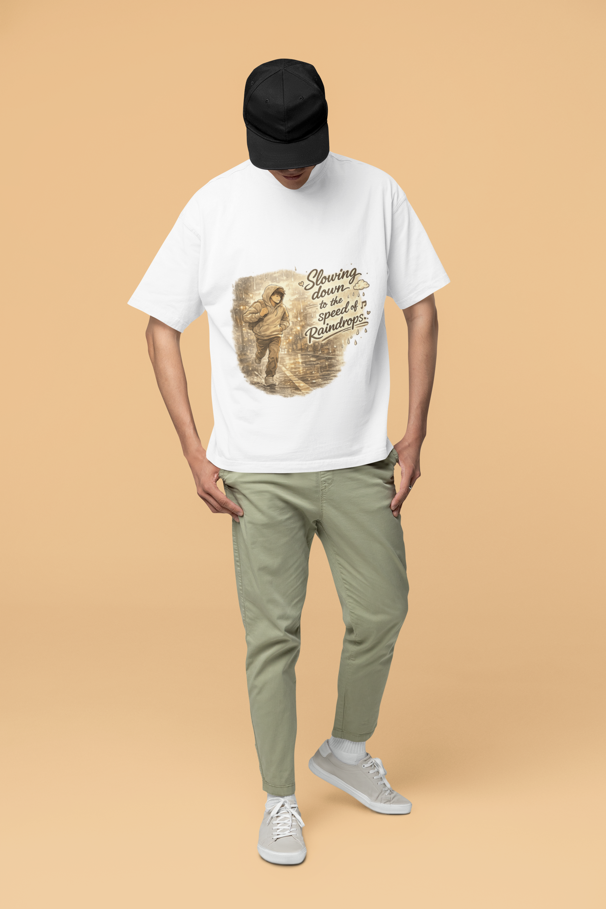 Snuggle Spot Slowing Down to the Speed of Raindrops Mixed Shade Unisex Terry Oversized T-Shirt