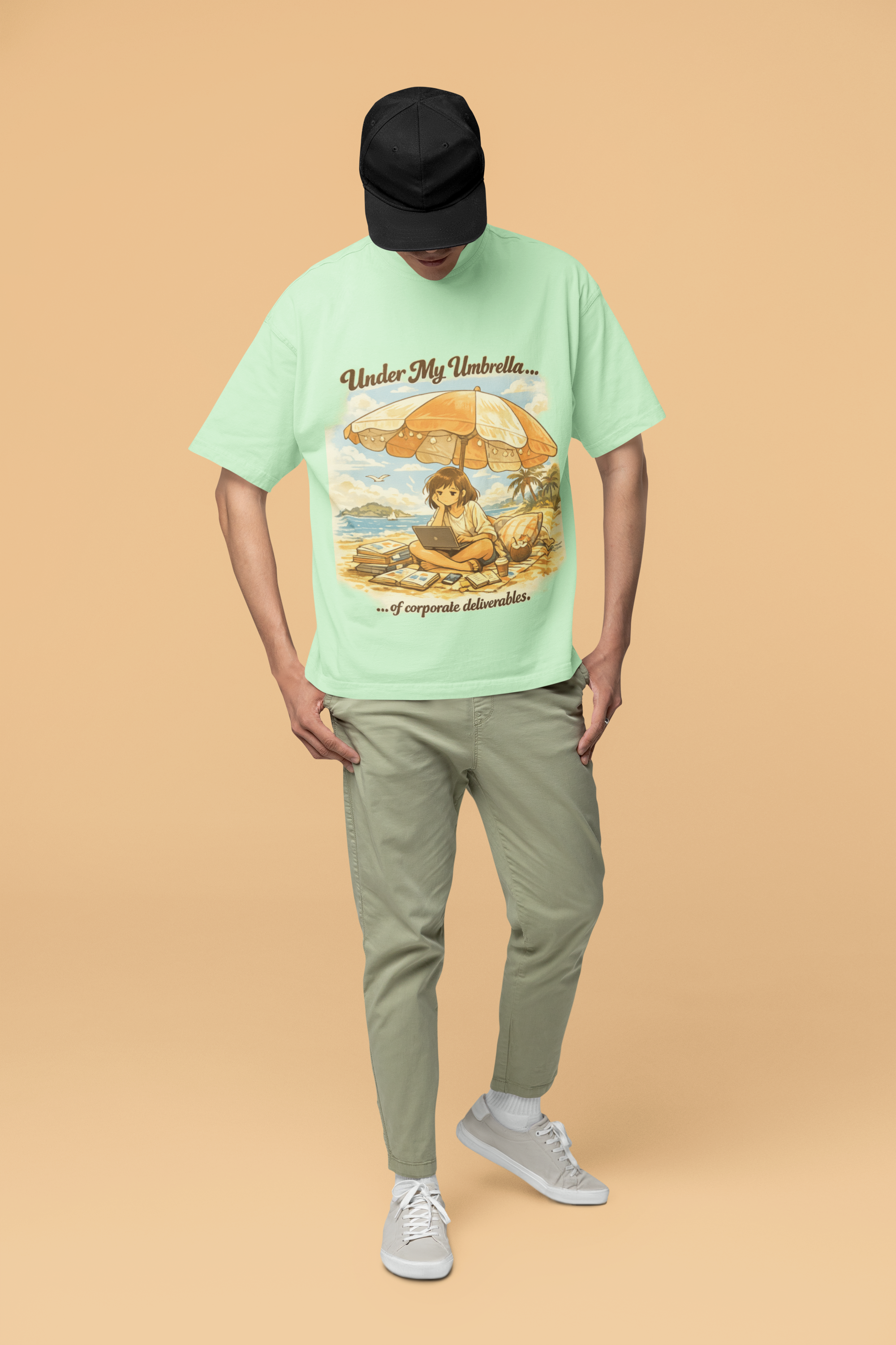 Snuggle Spot Under My Umbrella Lighter Shade Unisex Oversized T-Shirt