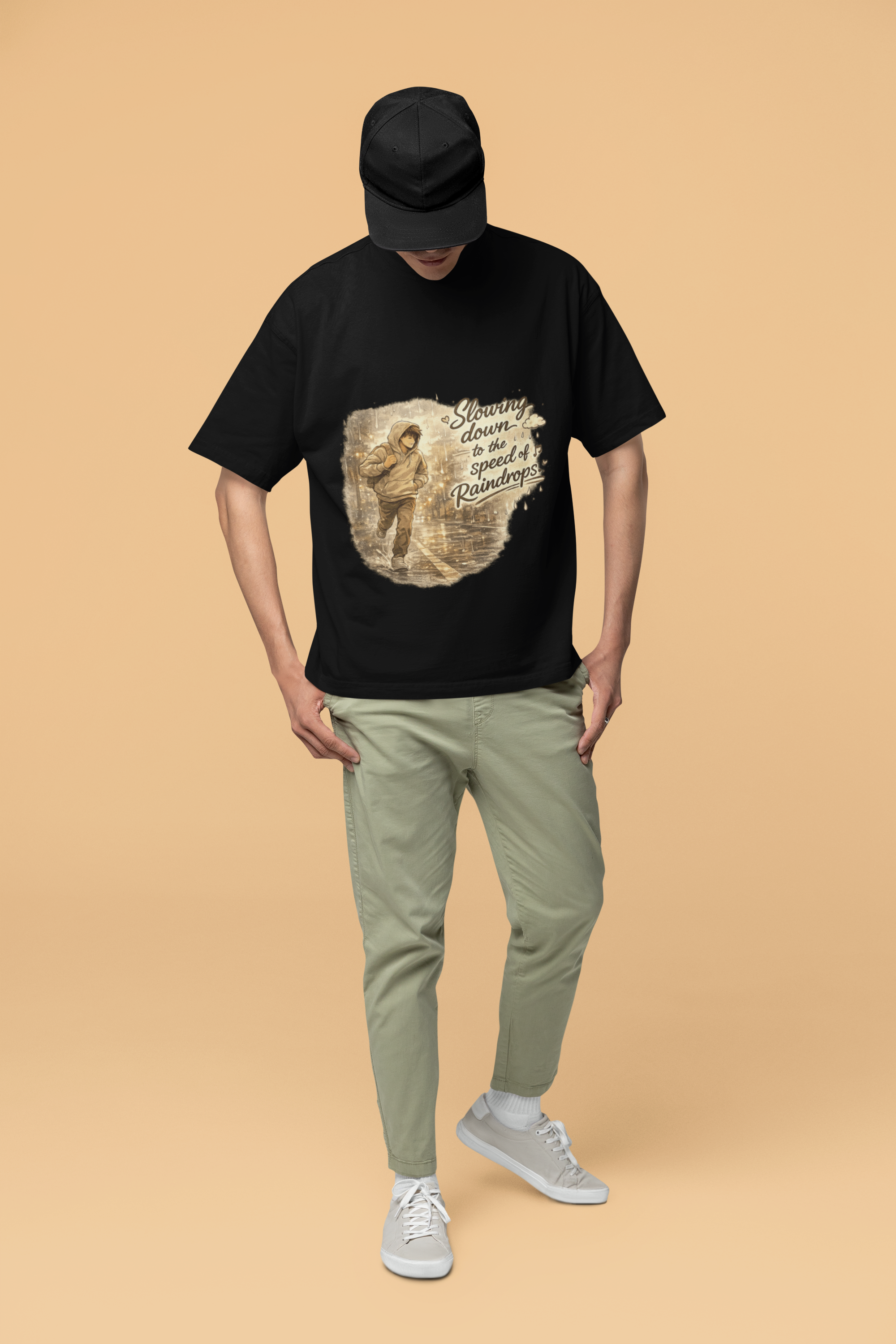 Snuggle Spot Slowing Down to the Speed of Raindrops Mixed Shade Unisex Terry Oversized T-Shirt