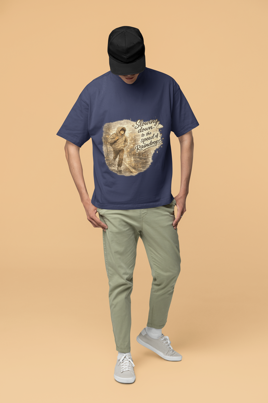 Snuggle Spot Slowing Down to the Speed of Raindrops Mixed Shade Unisex Terry Oversized T-Shirt