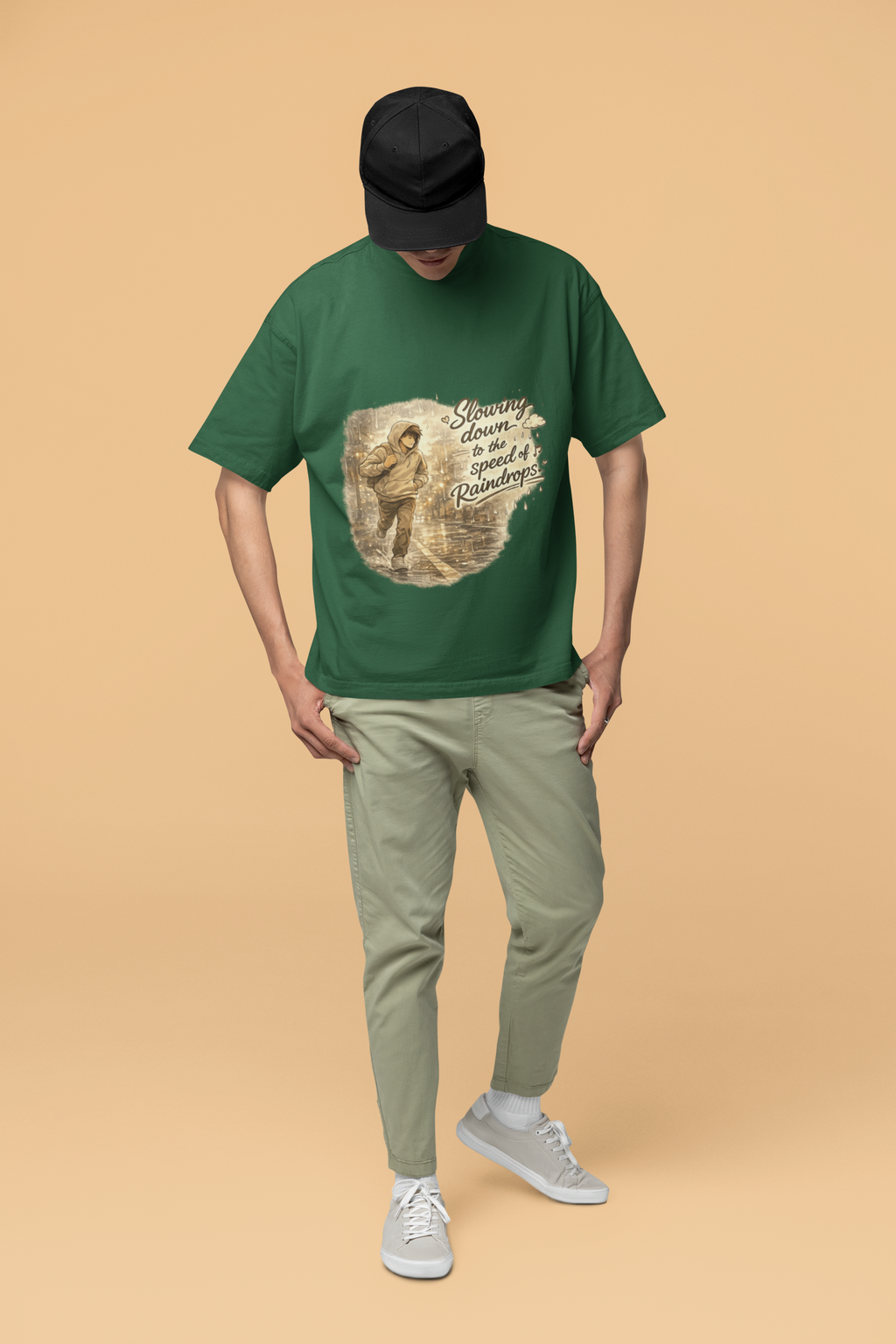 Snuggle Spot Slowing Down to the Speed of Raindrops Mixed Shade Unisex Terry Oversized T-Shirt