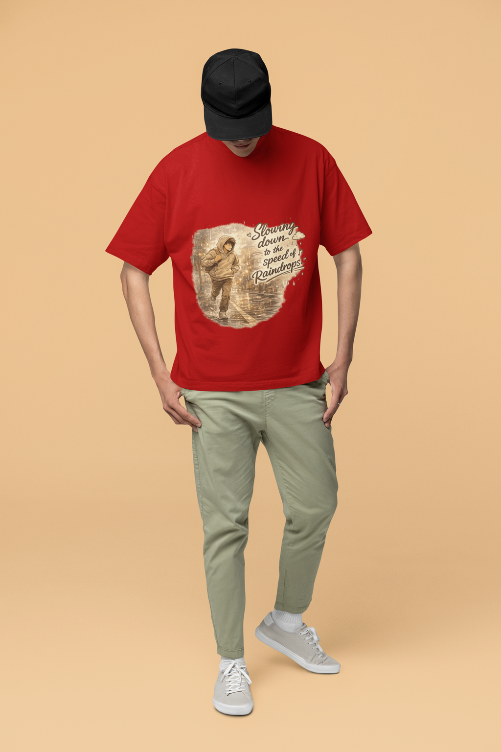 Snuggle Spot Slowing Down to the Speed of Raindrops Mixed Shade Unisex Terry Oversized T-Shirt