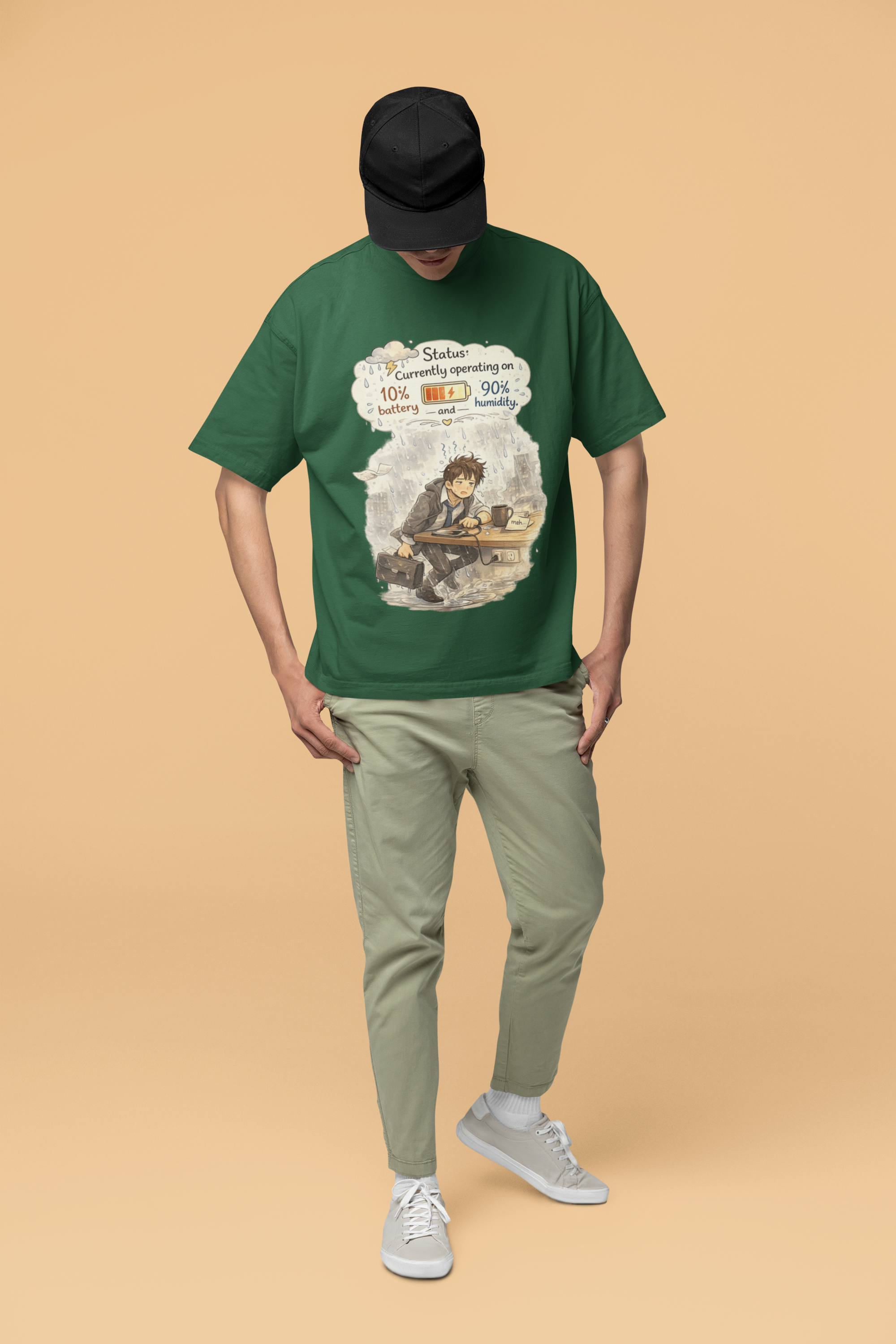 Snuggle Spot Status Currently Operation On Mixed Shade Unisex Terry Oversized T-Shirt