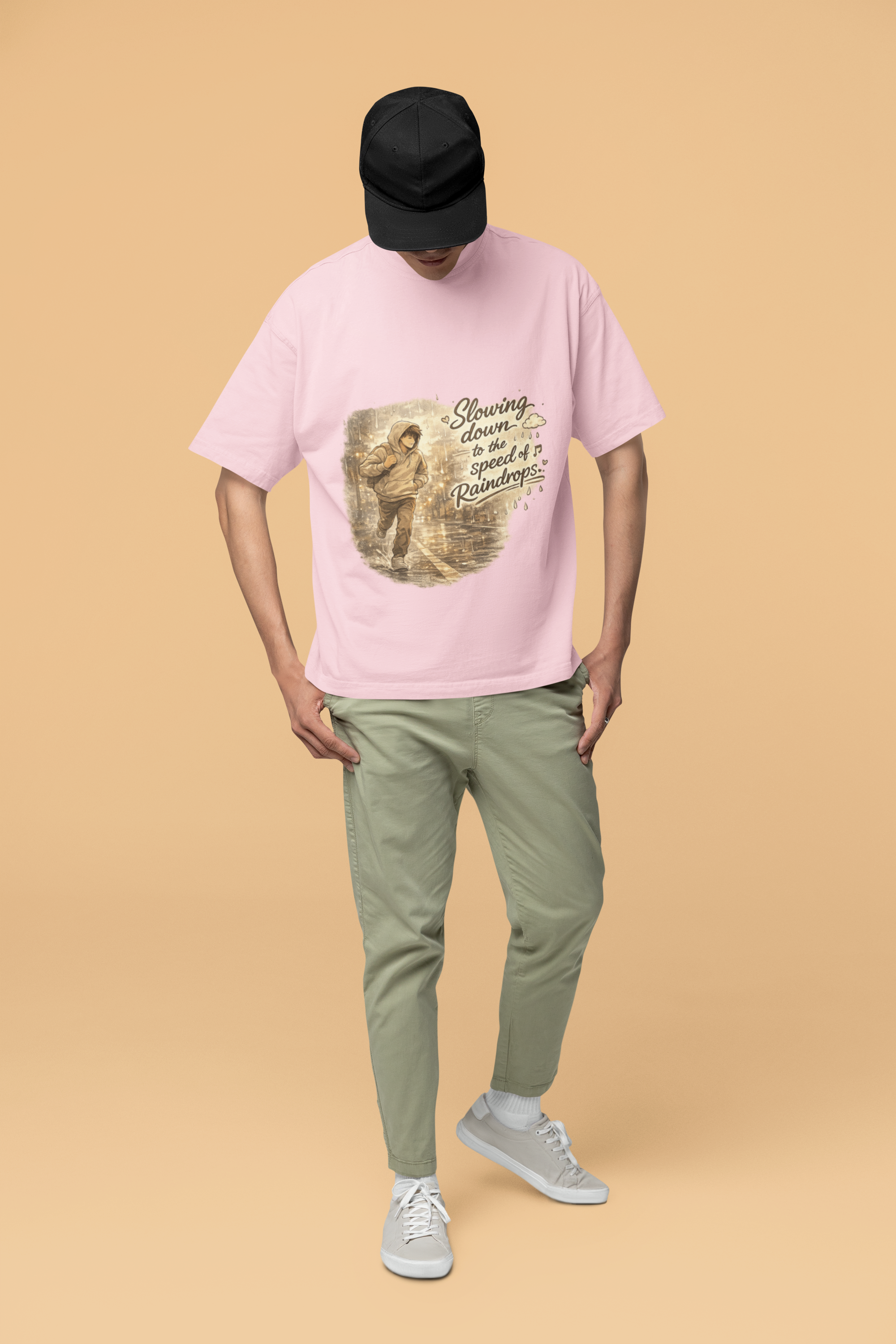 Snuggle Spot Slowing Down to the Speed of Raindrops Mixed Shade Unisex Terry Oversized T-Shirt
