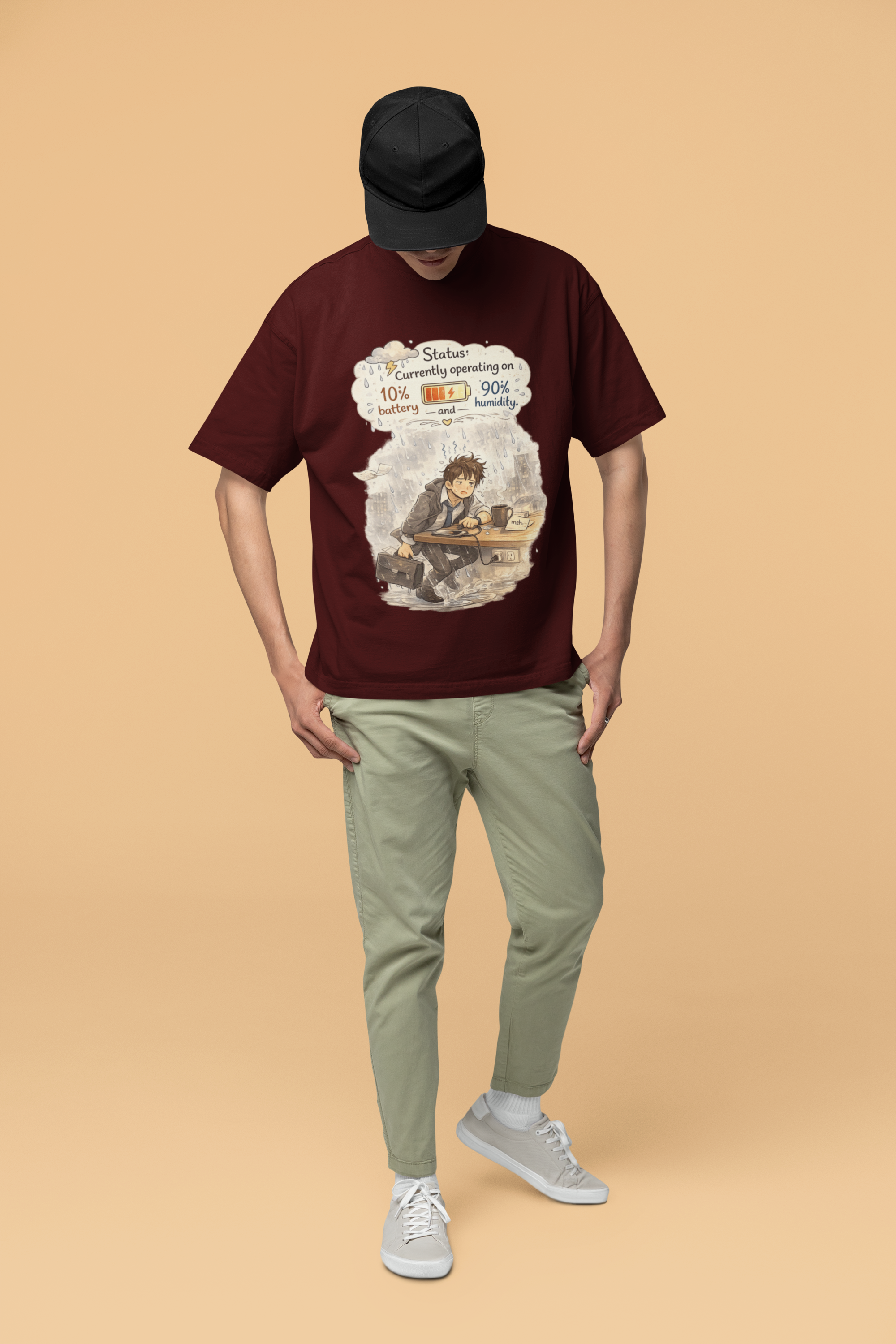 Snuggle Spot Status Currently Operation On Mixed Shade Unisex Terry Oversized T-Shirt