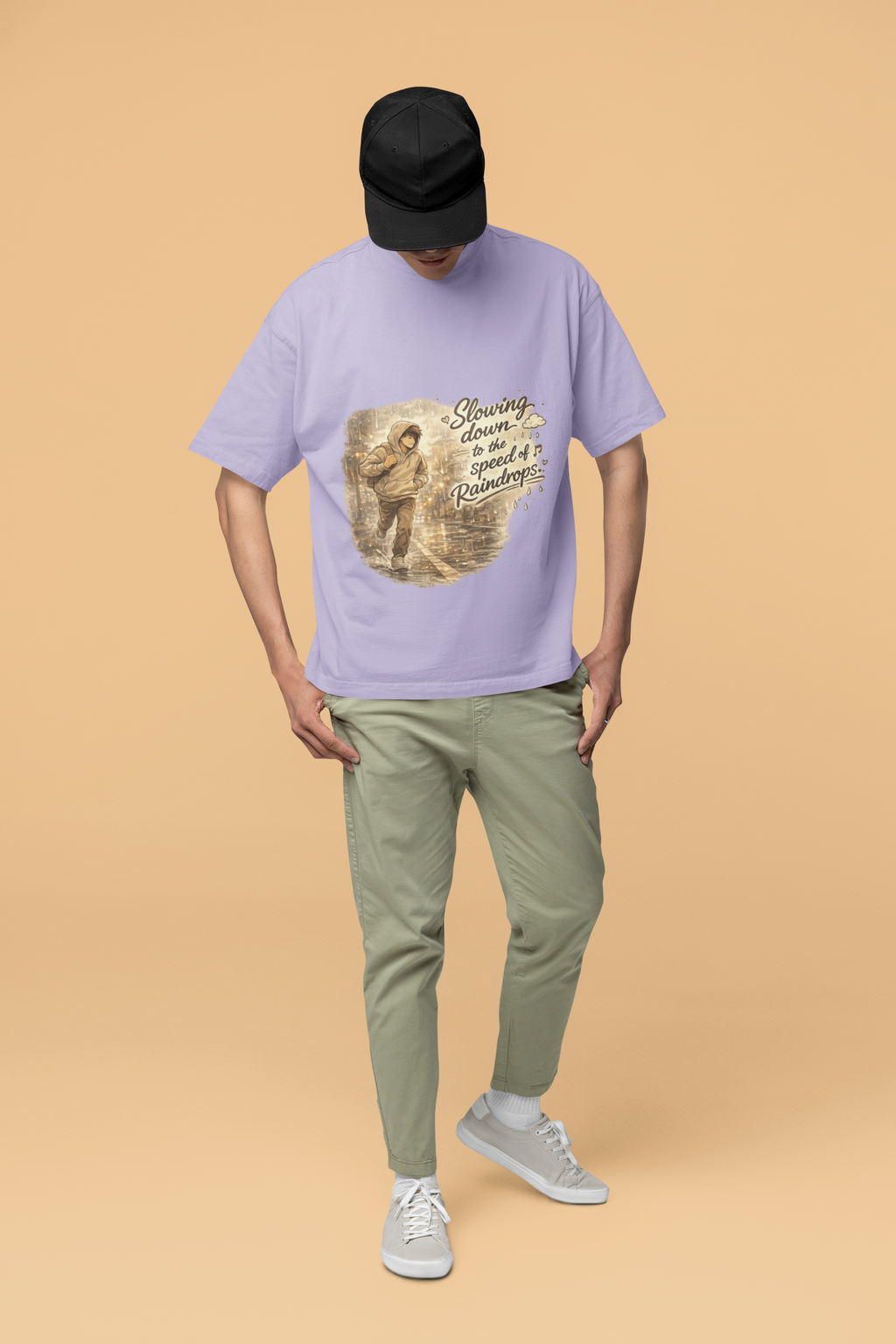 Snuggle Spot Slowing Down to the Speed of Raindrops Mixed Shade Unisex Terry Oversized T-Shirt