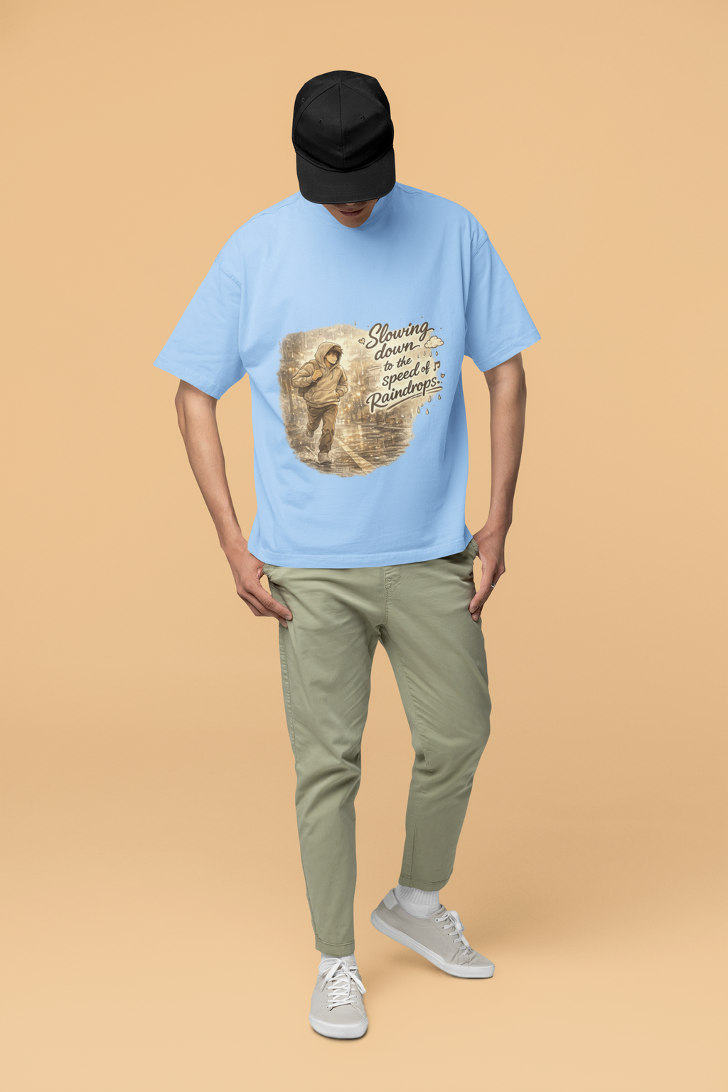 Snuggle Spot Slowing Down to the Speed of Raindrops Mixed Shade Unisex Terry Oversized T-Shirt