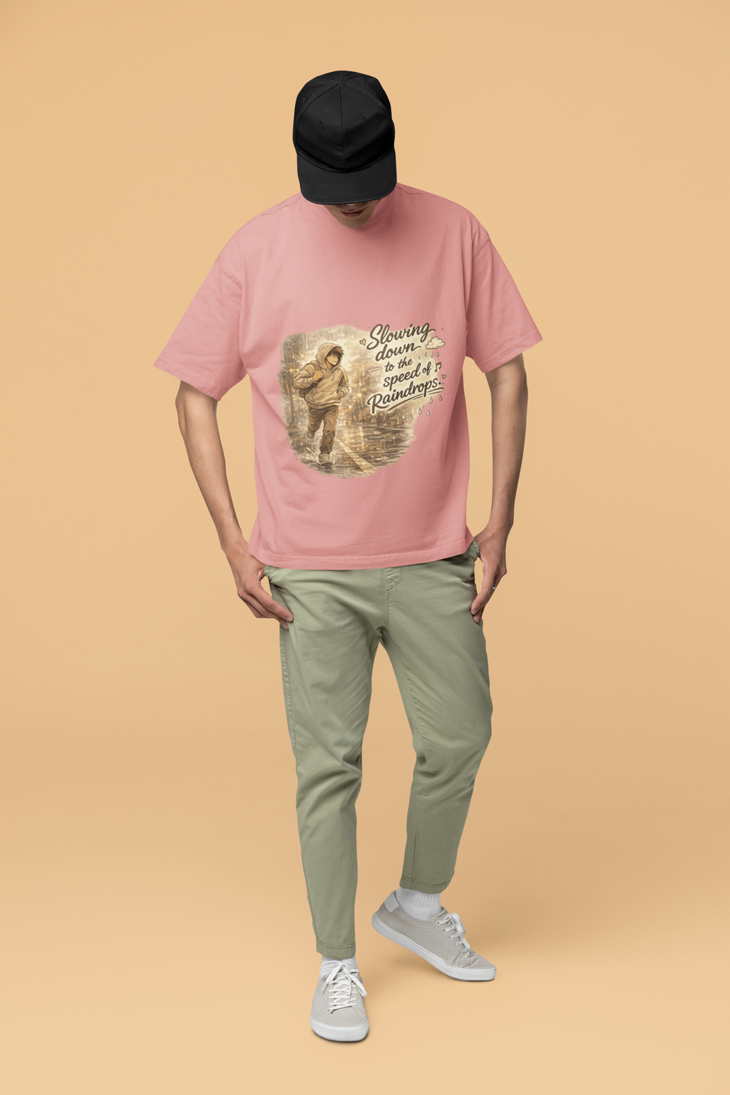 Snuggle Spot Slowing Down to the Speed of Raindrops Mixed Shade Unisex Terry Oversized T-Shirt