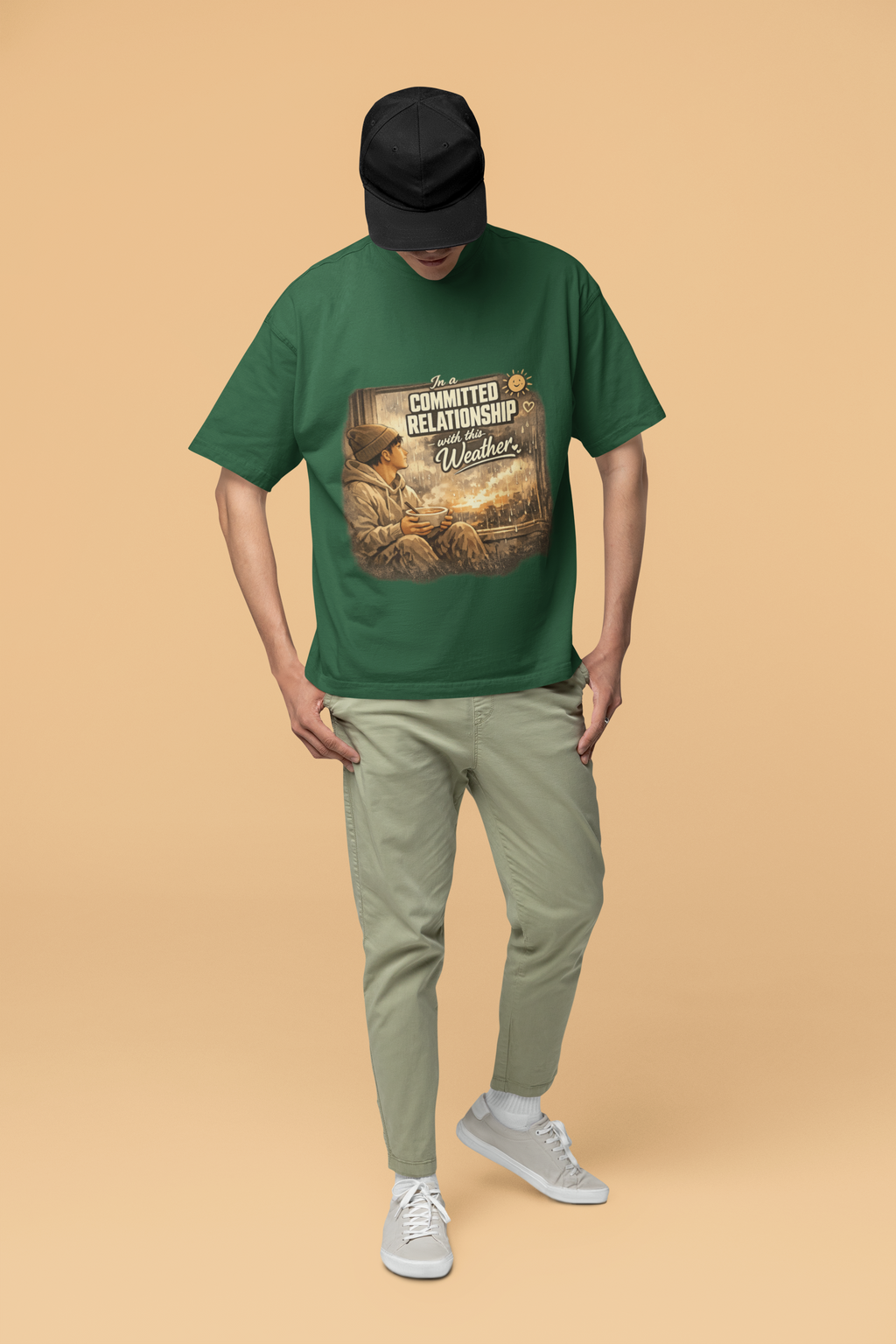 Snuggle Spot In A Committed Relationship Mixed Shade Unisex Terry Oversized T-Shirt