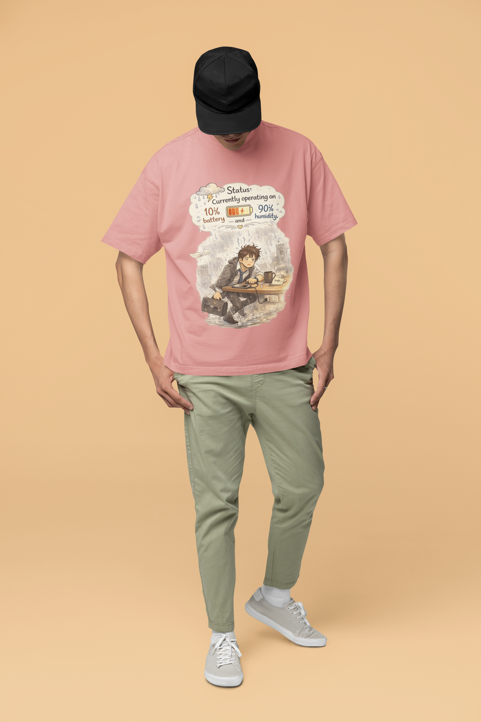 Snuggle Spot Status Currently Operation On Mixed Shade Unisex Terry Oversized T-Shirt