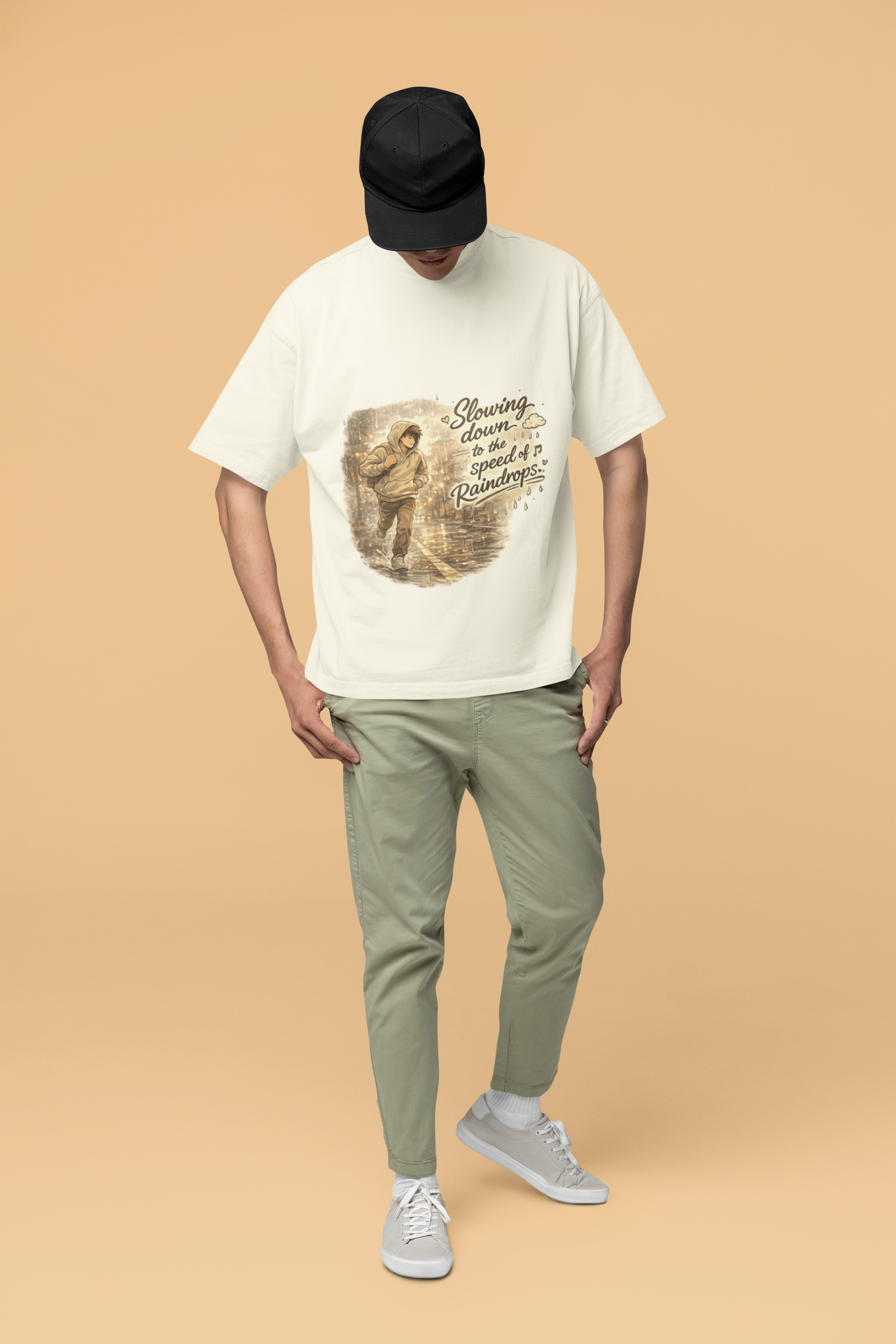 Snuggle Spot Slowing Down to the Speed of Raindrops Mixed Shade Unisex Terry Oversized T-Shirt