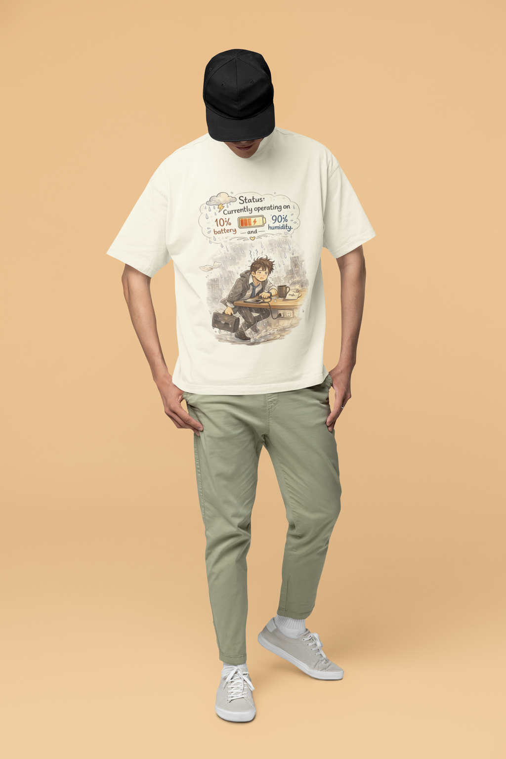 Snuggle Spot Status Currently Operation On Mixed Shade Unisex Terry Oversized T-Shirt
