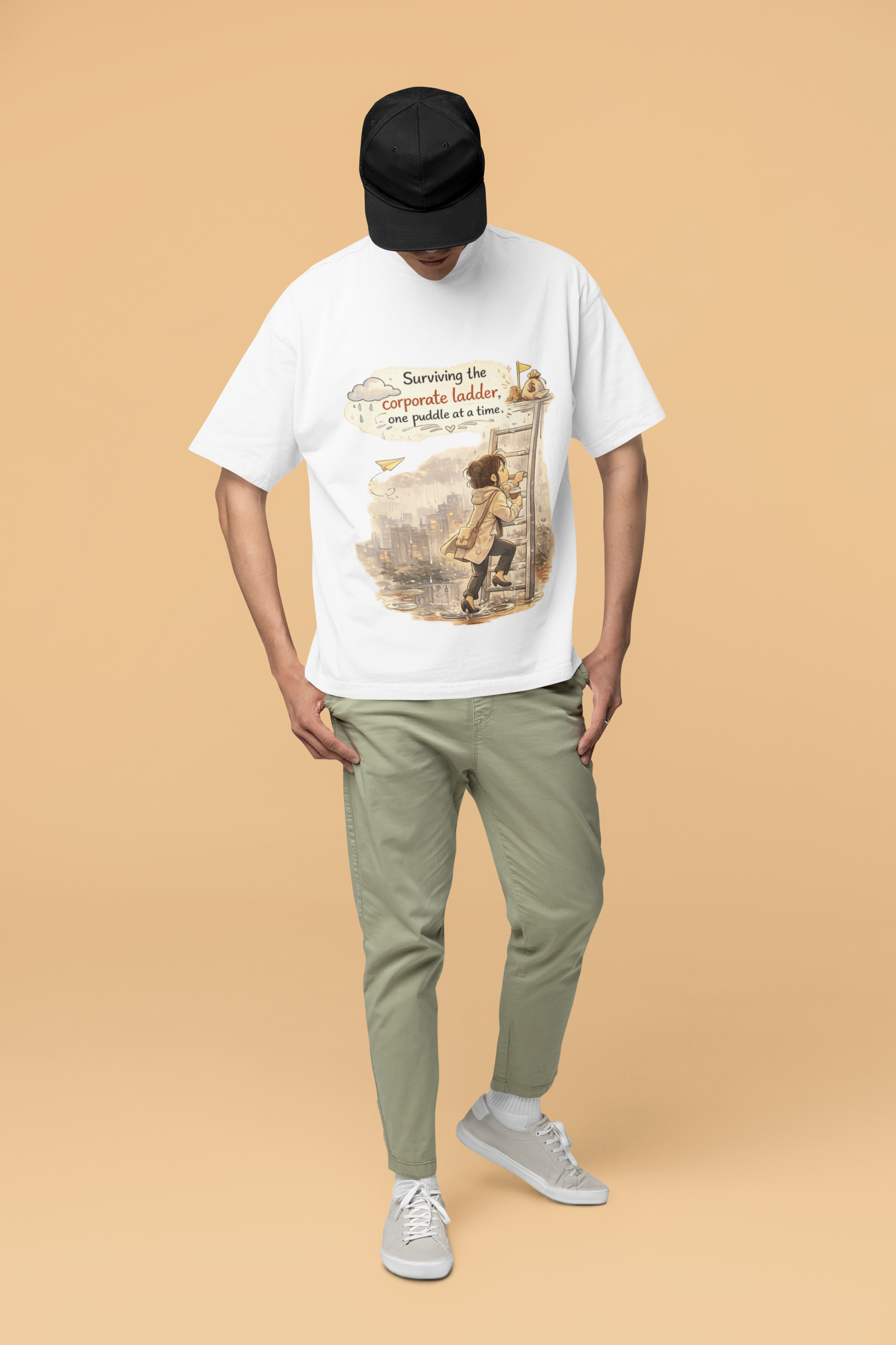 Snuggle Spot surviving the corporate ladder Mixed Shade Unisex Terry Oversized T-Shirt