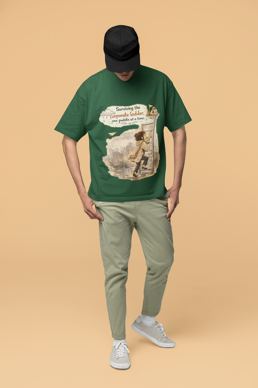 Snuggle Spot surviving the corporate ladder Mixed Shade Unisex Terry Oversized T-Shirt