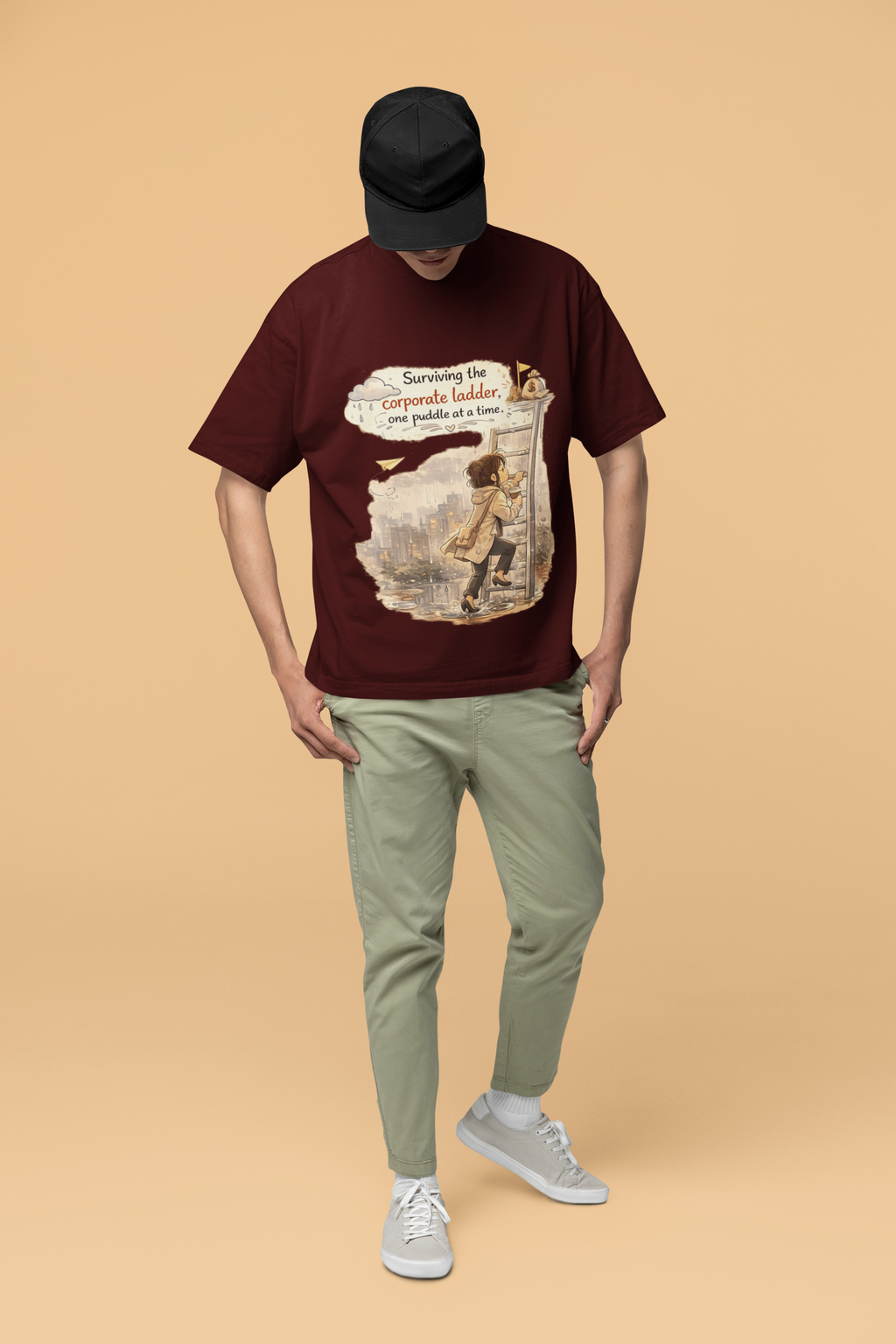 Snuggle Spot surviving the corporate ladder Mixed Shade Unisex Terry Oversized T-Shirt