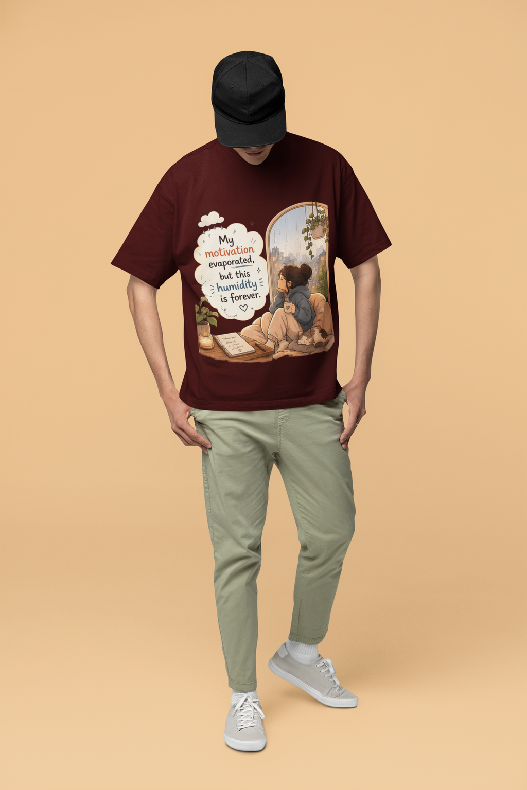 Snuggle Spot My Motivation Evaporated Mixed Shade Unisex Terry Oversized T-Shirt