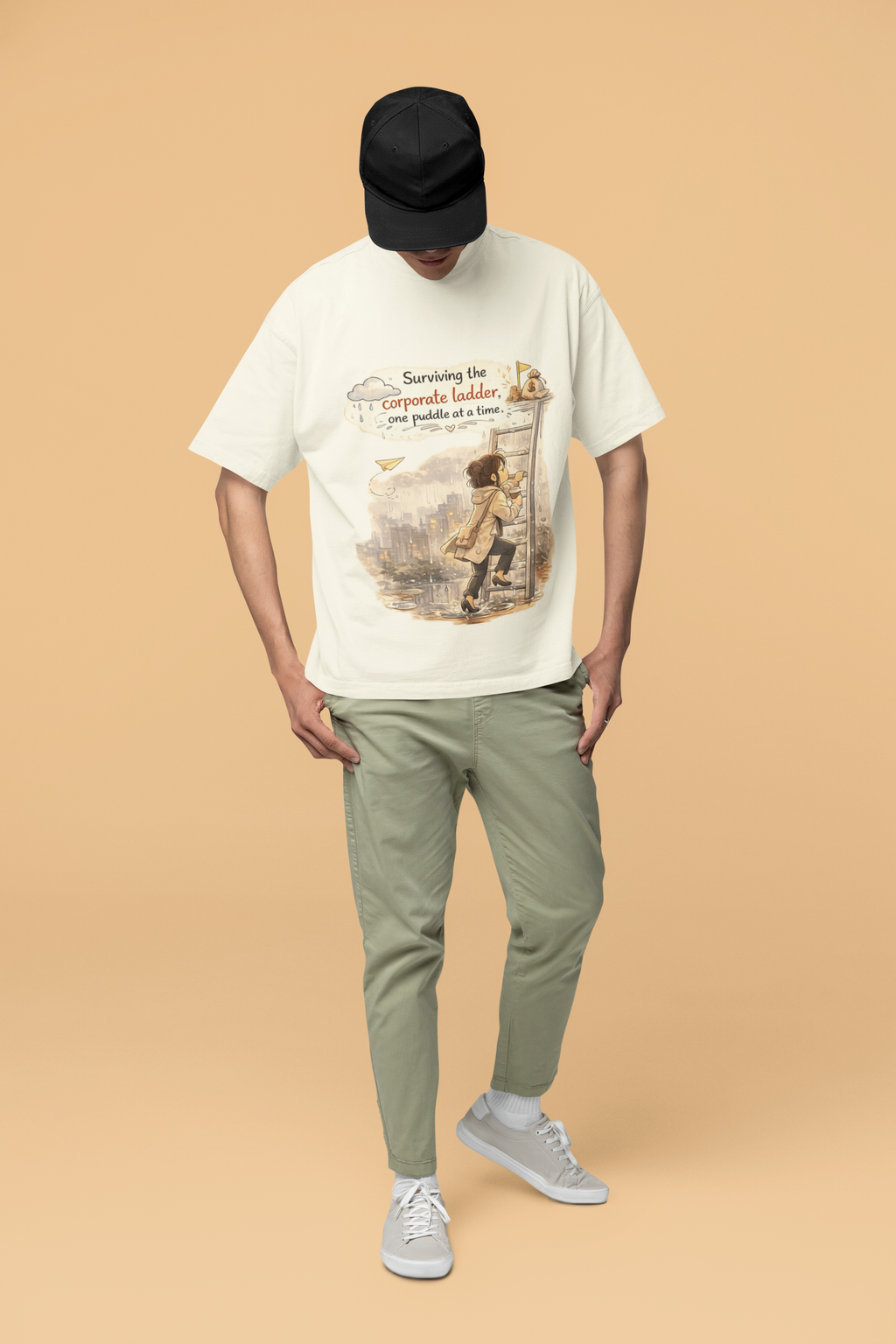 Snuggle Spot surviving the corporate ladder Mixed Shade Unisex Terry Oversized T-Shirt