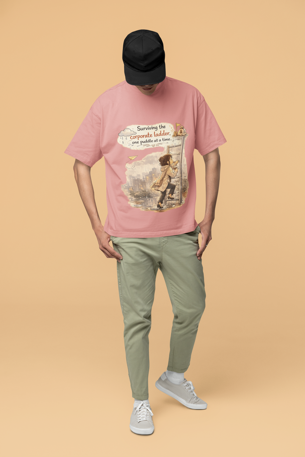 Snuggle Spot surviving the corporate ladder Mixed Shade Unisex Terry Oversized T-Shirt