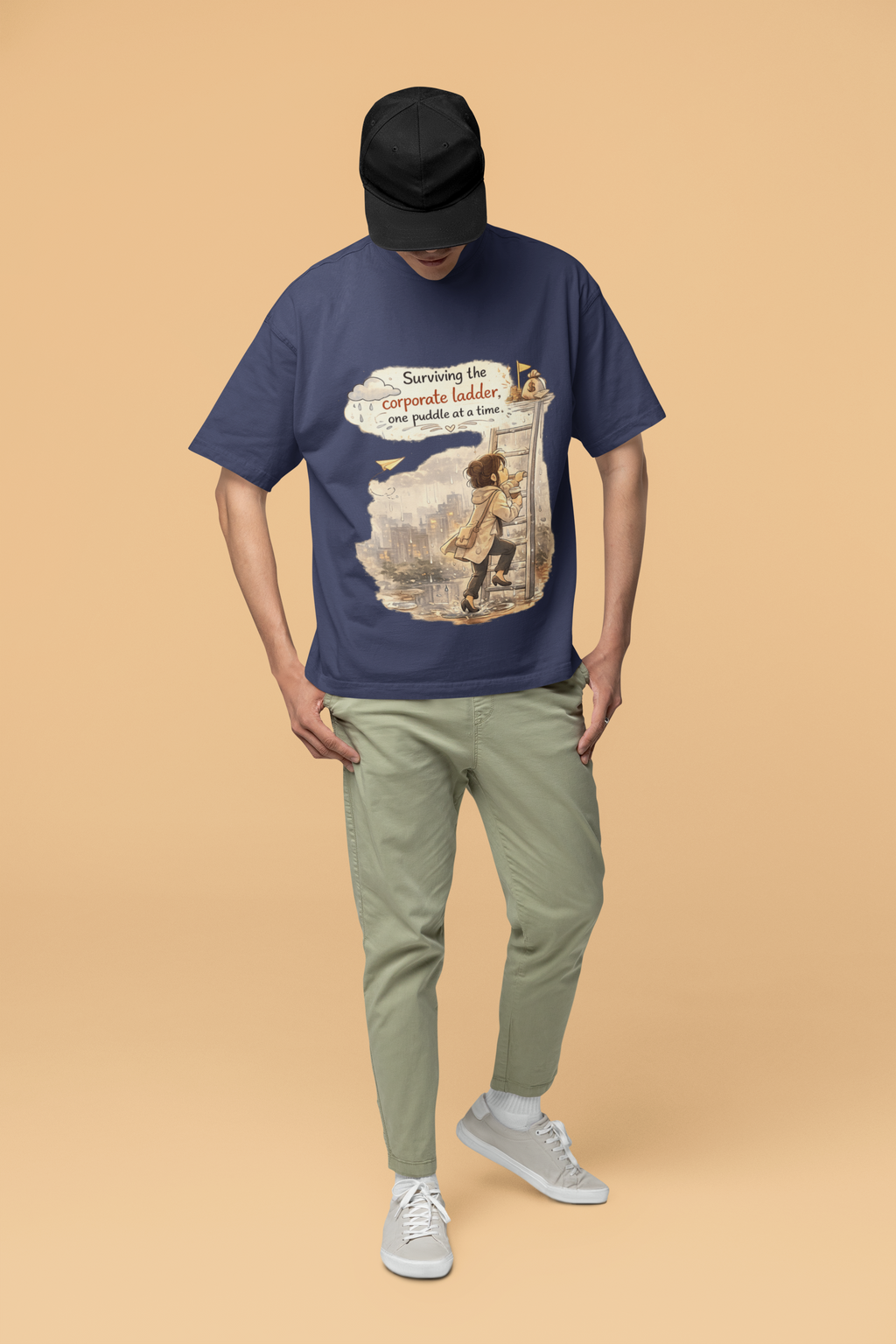 Snuggle Spot surviving the corporate ladder Mixed Shade Unisex Terry Oversized T-Shirt