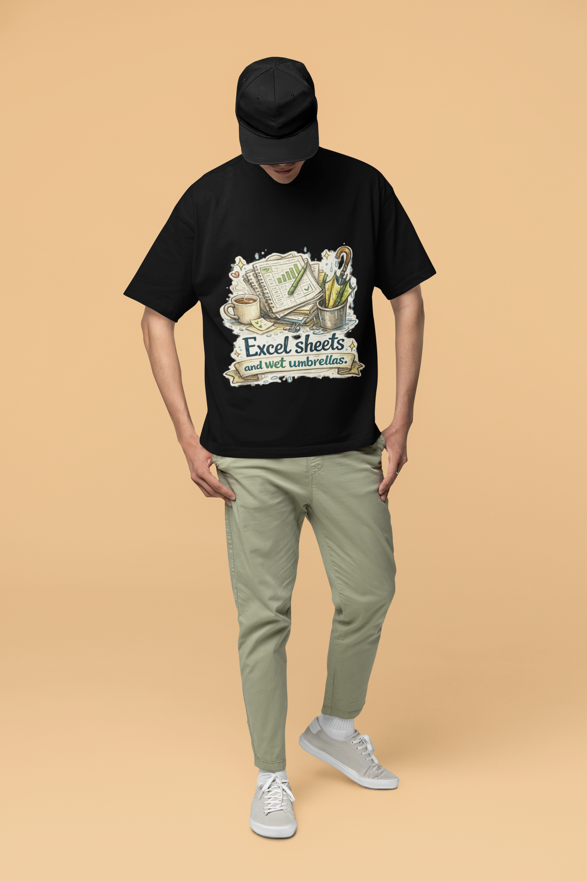 Snuggle Spot Excel Sheets and Wet Umbrellas Unisex Terry Oversized T-Shirt