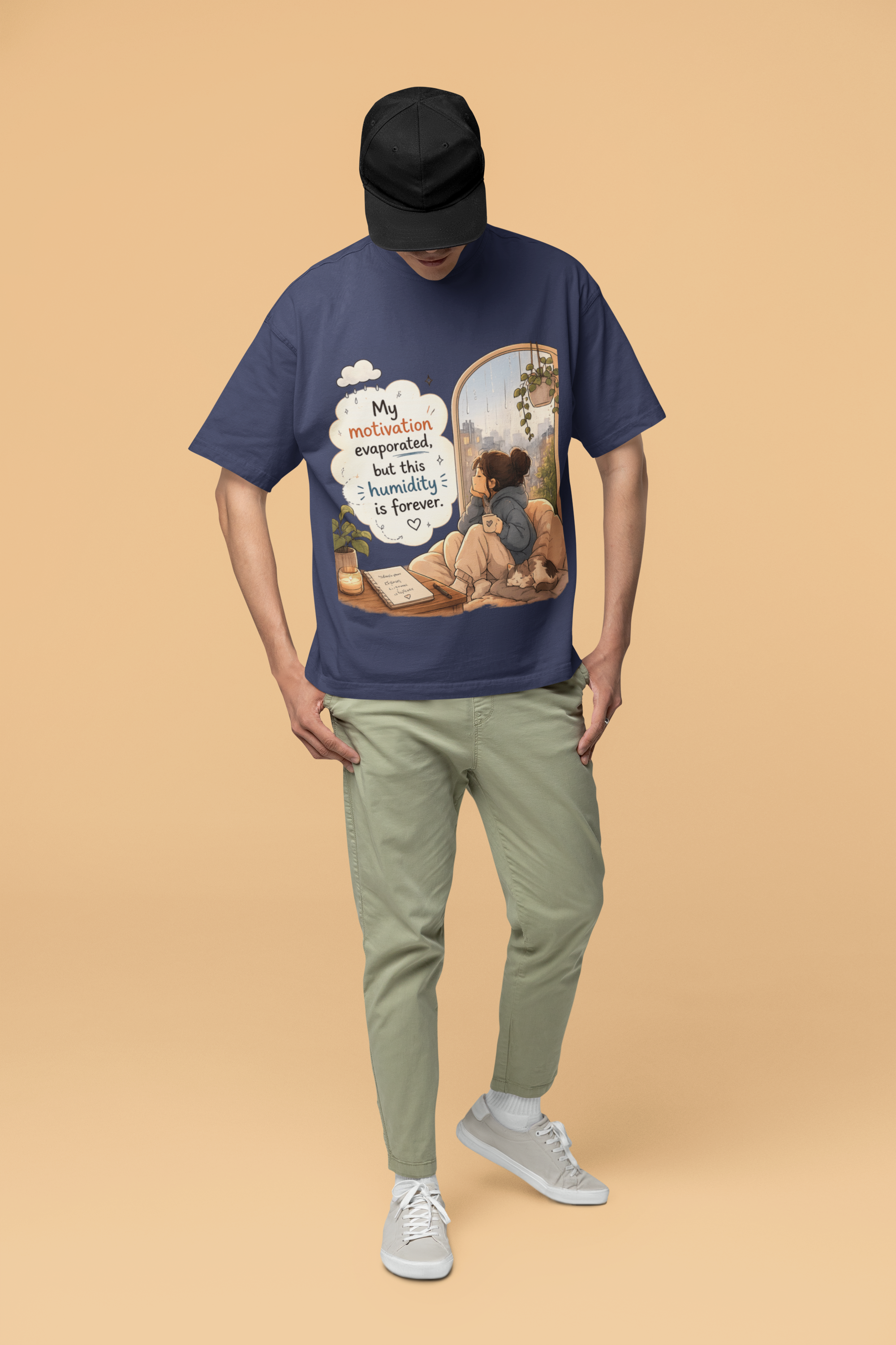 Snuggle Spot My Motivation Evaporated Mixed Shade Unisex Terry Oversized T-Shirt