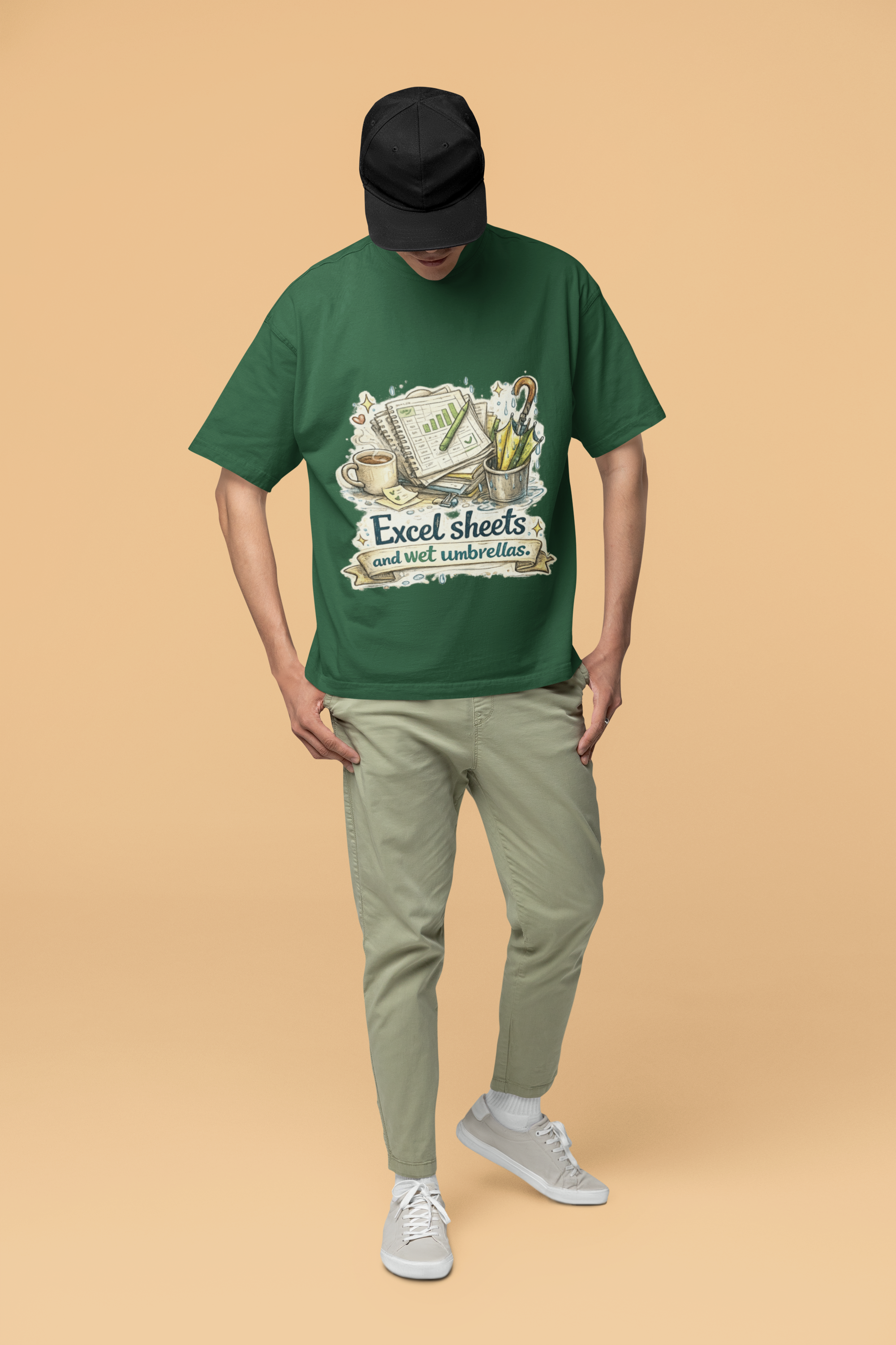 Snuggle Spot Excel Sheets and Wet Umbrellas Unisex Terry Oversized T-Shirt