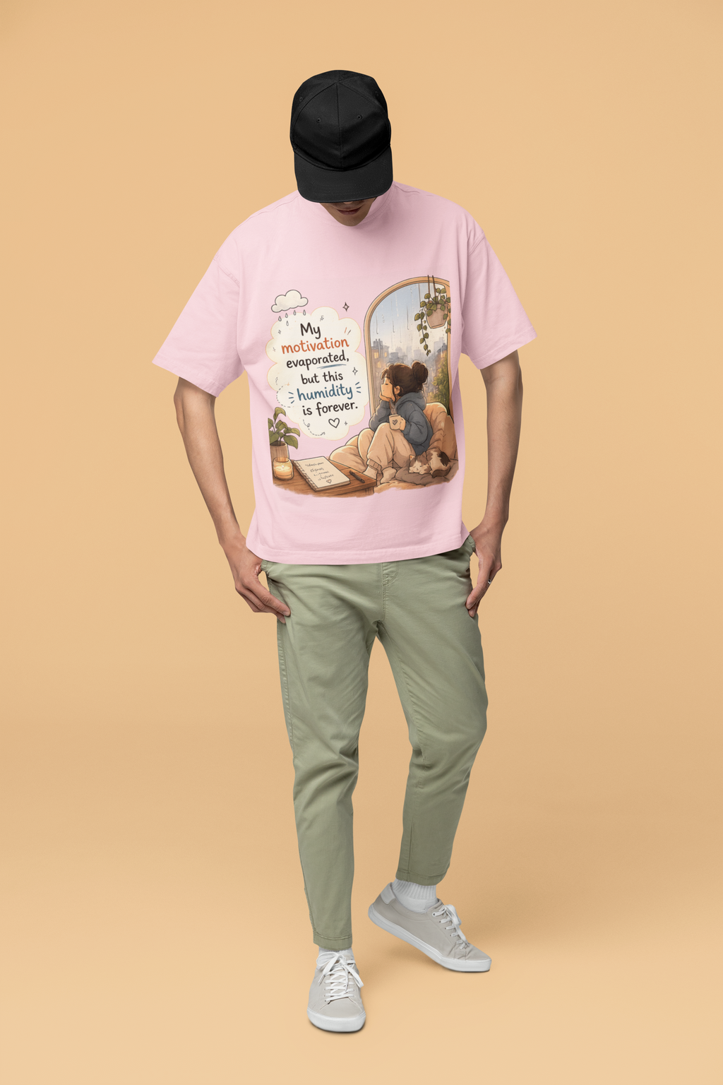 Snuggle Spot My Motivation Evaporated Mixed Shade Unisex Terry Oversized T-Shirt