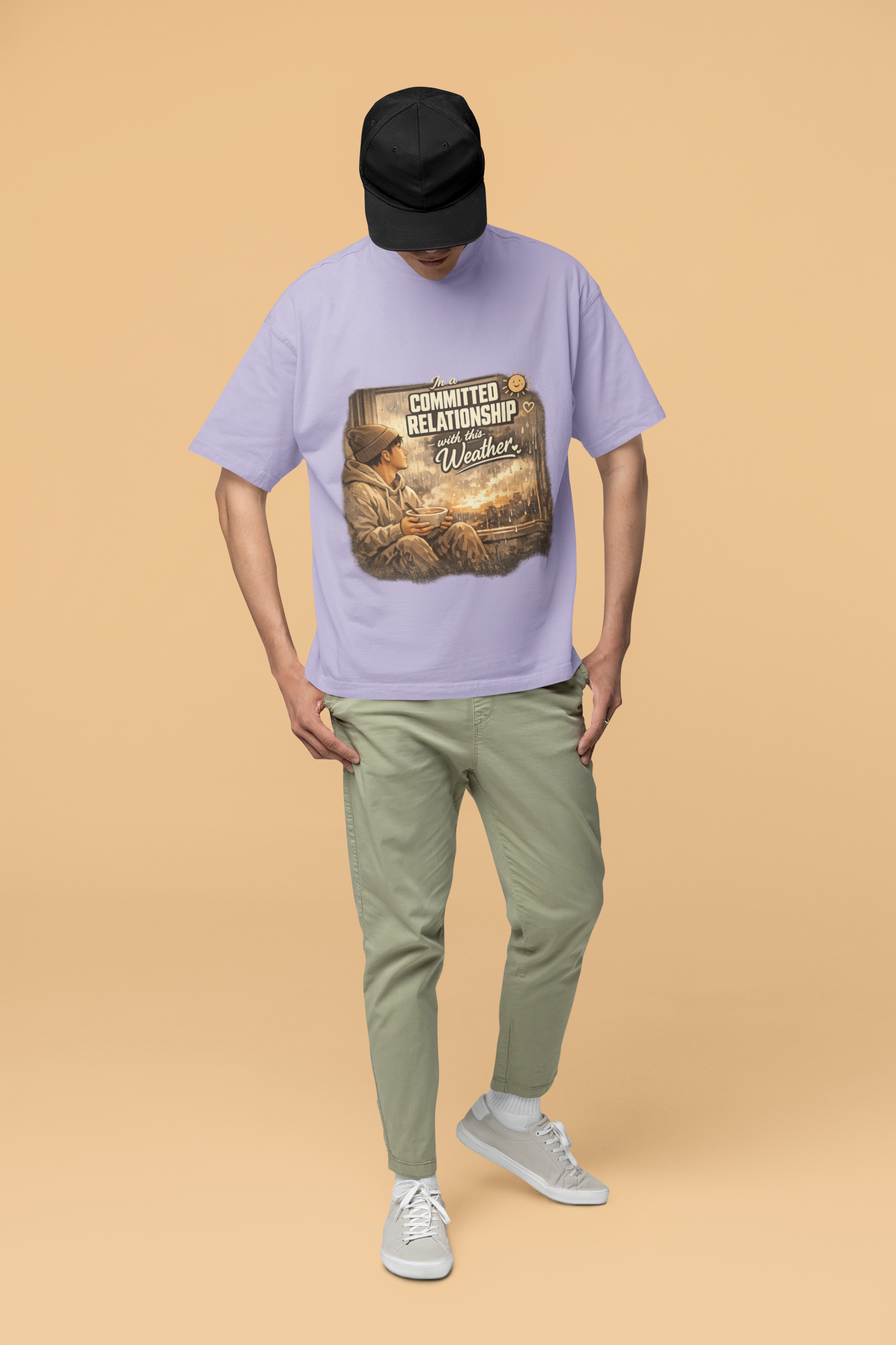 Snuggle Spot In A Committed Relationship Mixed Shade Unisex Terry Oversized T-Shirt