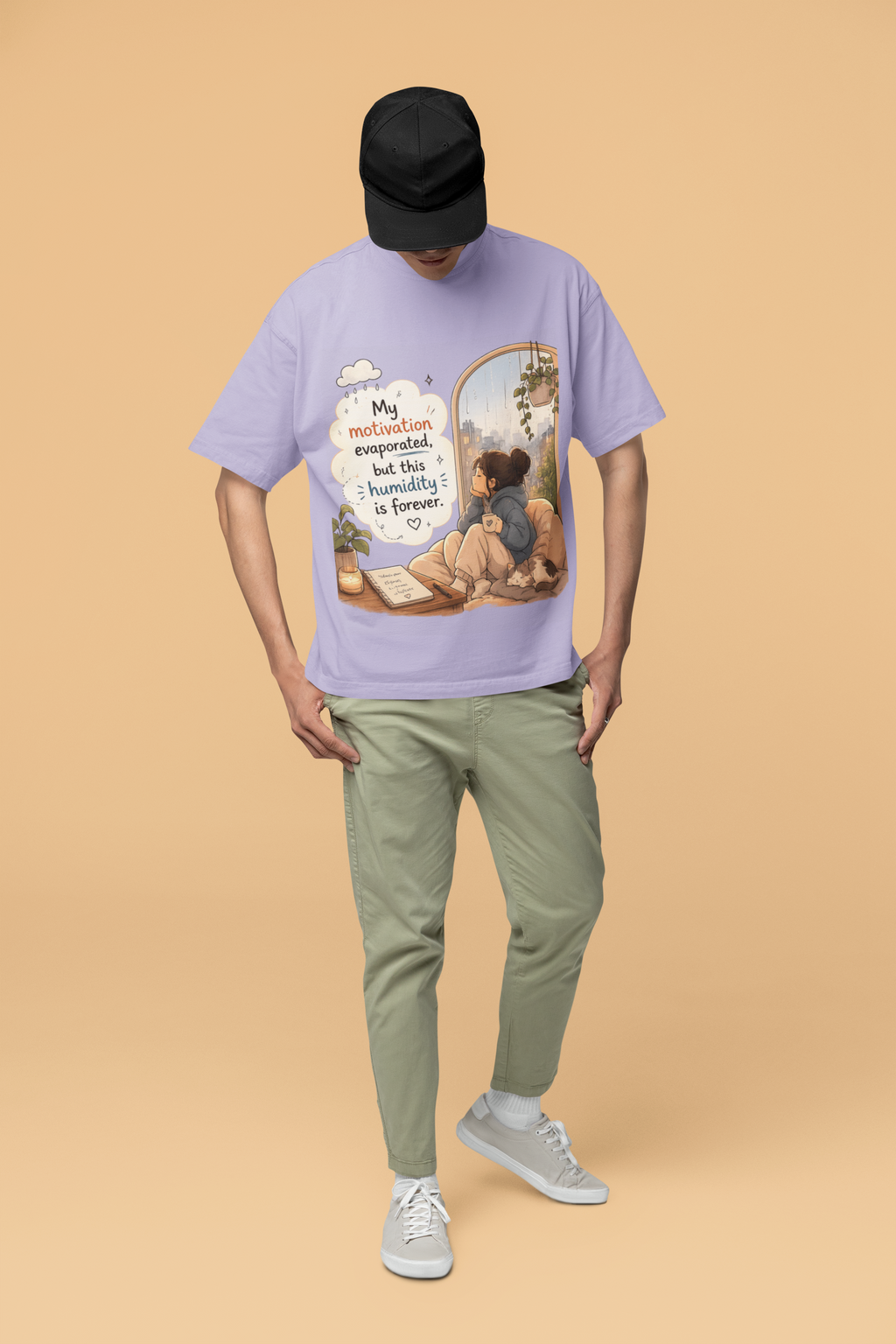 Snuggle Spot My Motivation Evaporated Mixed Shade Unisex Terry Oversized T-Shirt