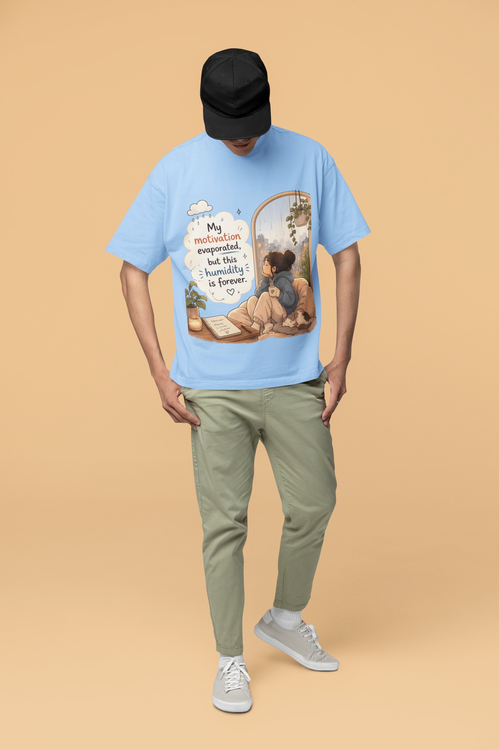 Snuggle Spot My Motivation Evaporated Mixed Shade Unisex Terry Oversized T-Shirt