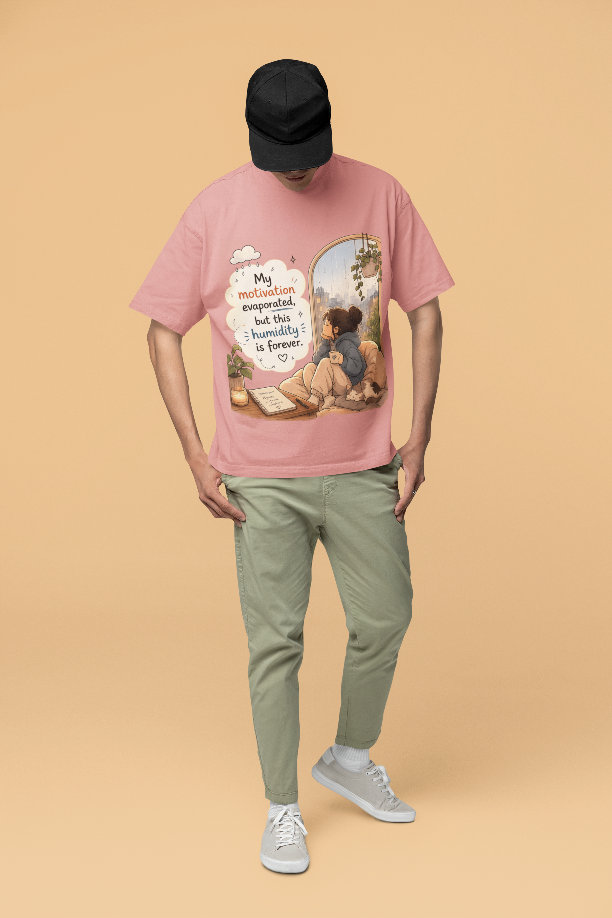 Snuggle Spot My Motivation Evaporated Mixed Shade Unisex Terry Oversized T-Shirt