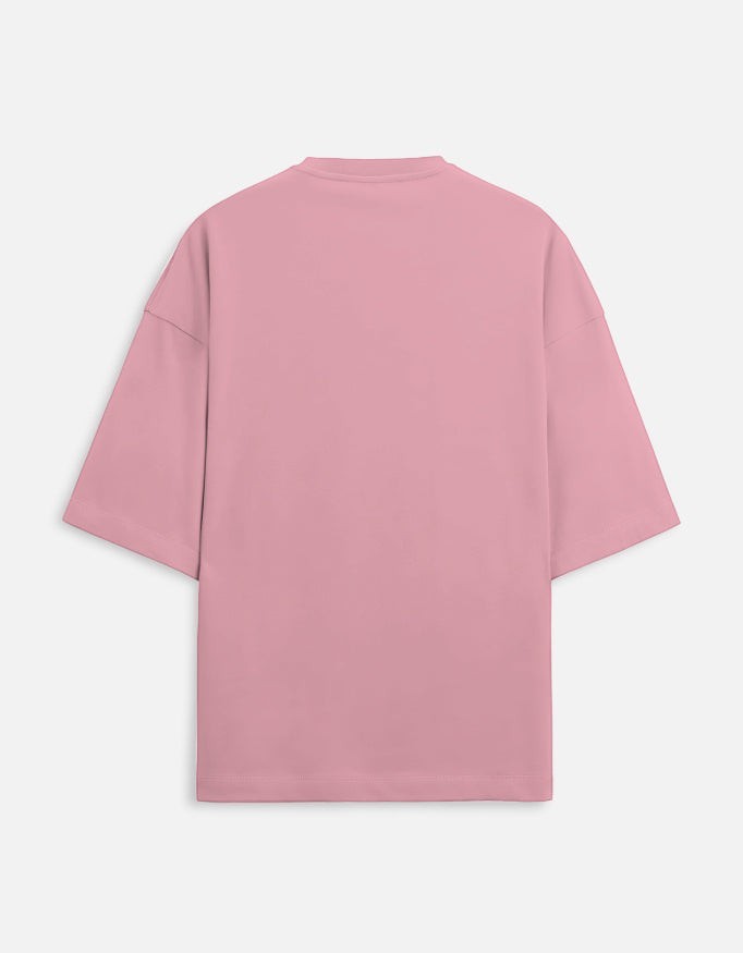Snuggle Spot unisex oversized terry-knit t-shirt in a light pink shade with drop shoulders and a relaxed fit.